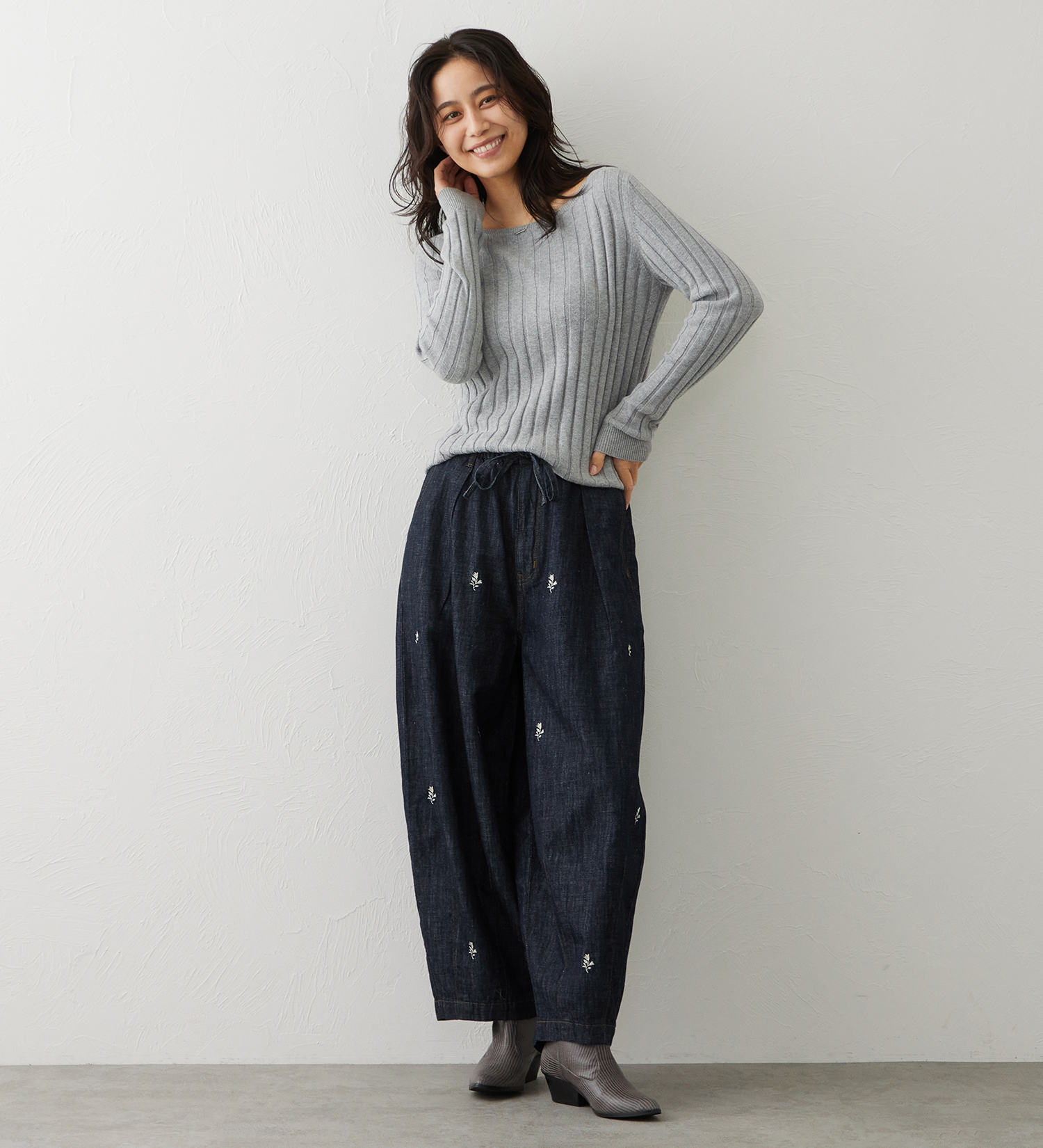 EDWIN(エドウイン)のEDWIN LADIES リネンブレンド イージーサーカスワイドデニムパンツ|パンツ/パンツ/レディース|ブルー系その他