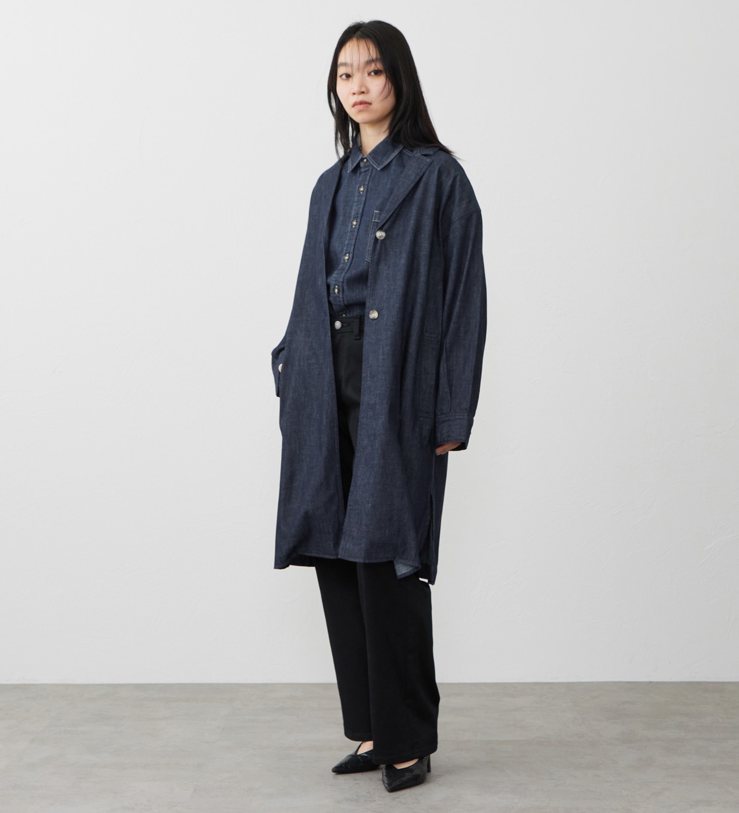 EDWIN(エドウイン)の【試着対象】デニムシャツコート|ジャケット/アウター/コート/レディース|インディゴブルー