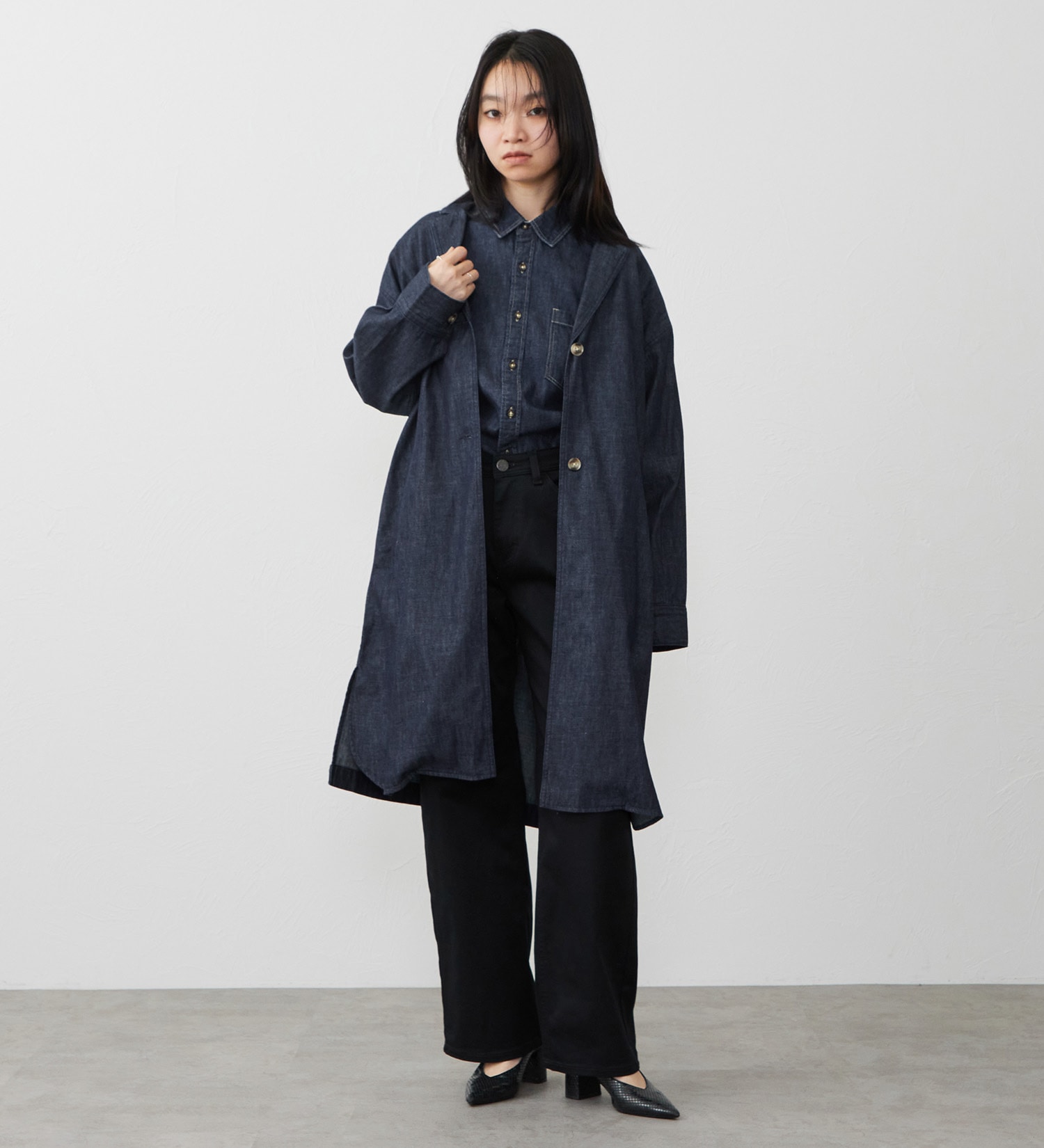 EDWIN(エドウイン)の【試着対象】デニムシャツコート|ジャケット/アウター/コート/レディース|インディゴブルー