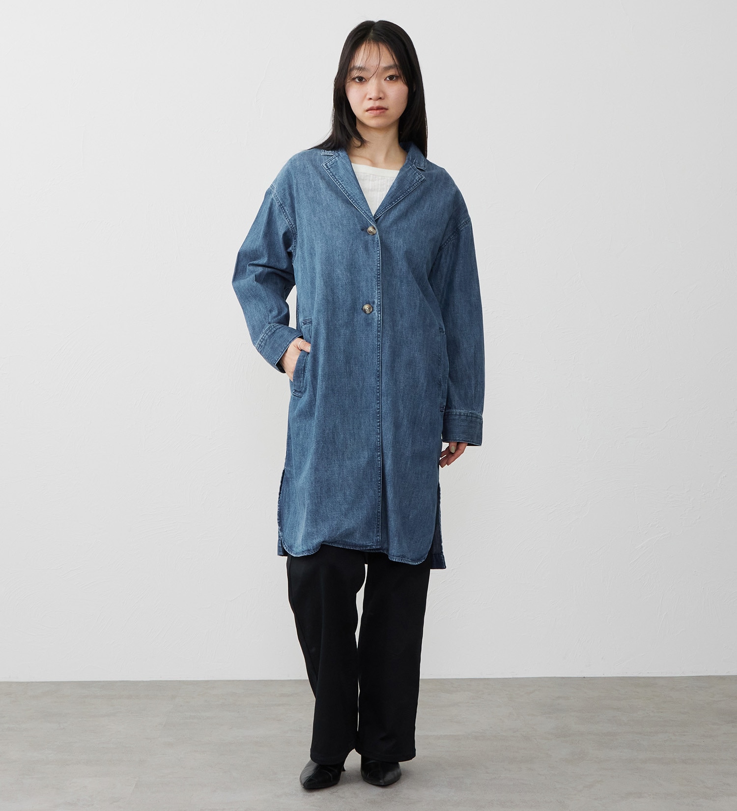 EDWIN(エドウイン)の【試着対象】デニムシャツコート|ジャケット/アウター/コート/レディース|中色ブルー