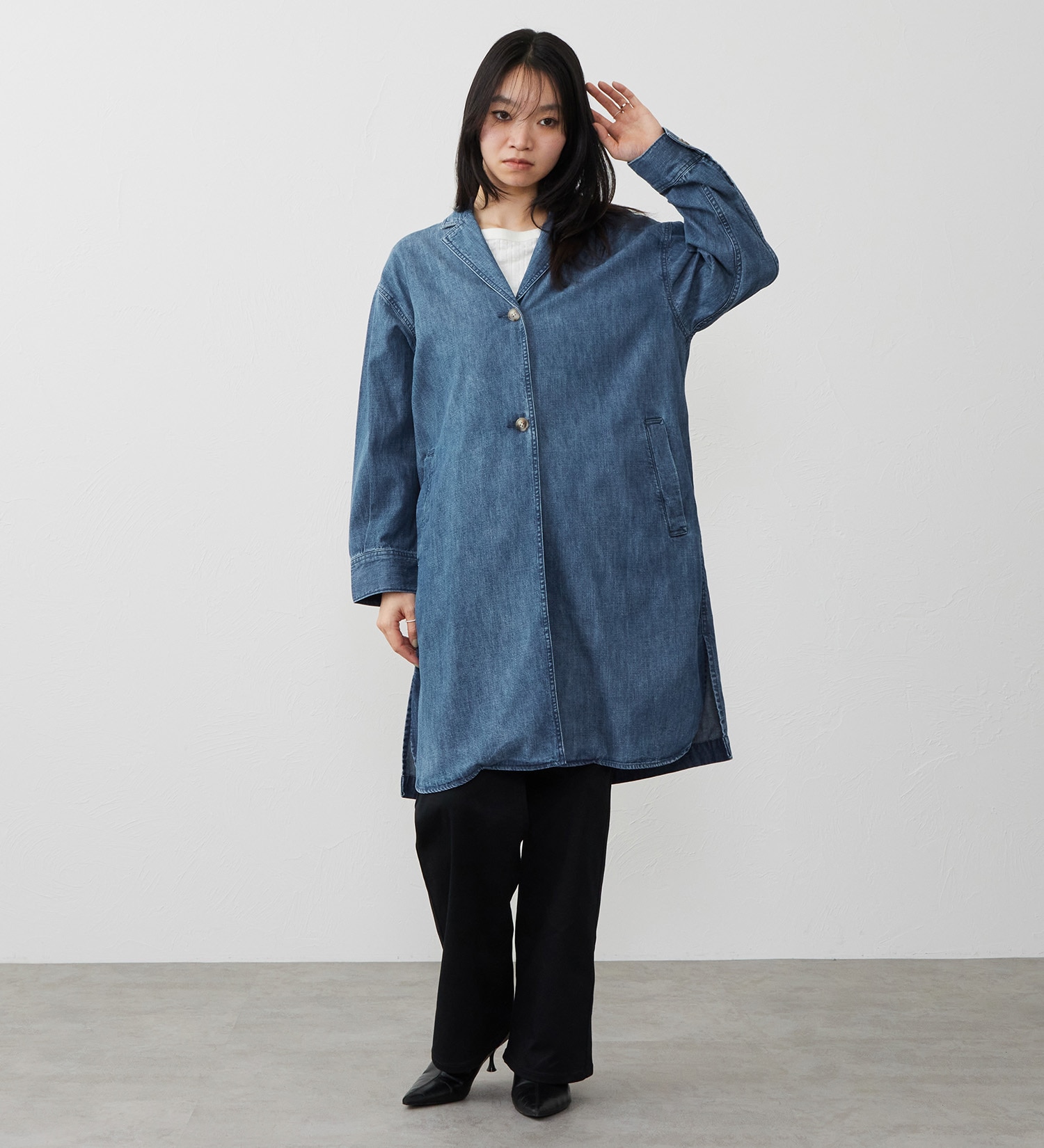 EDWIN(エドウイン)の【試着対象】デニムシャツコート|ジャケット/アウター/コート/レディース|中色ブルー