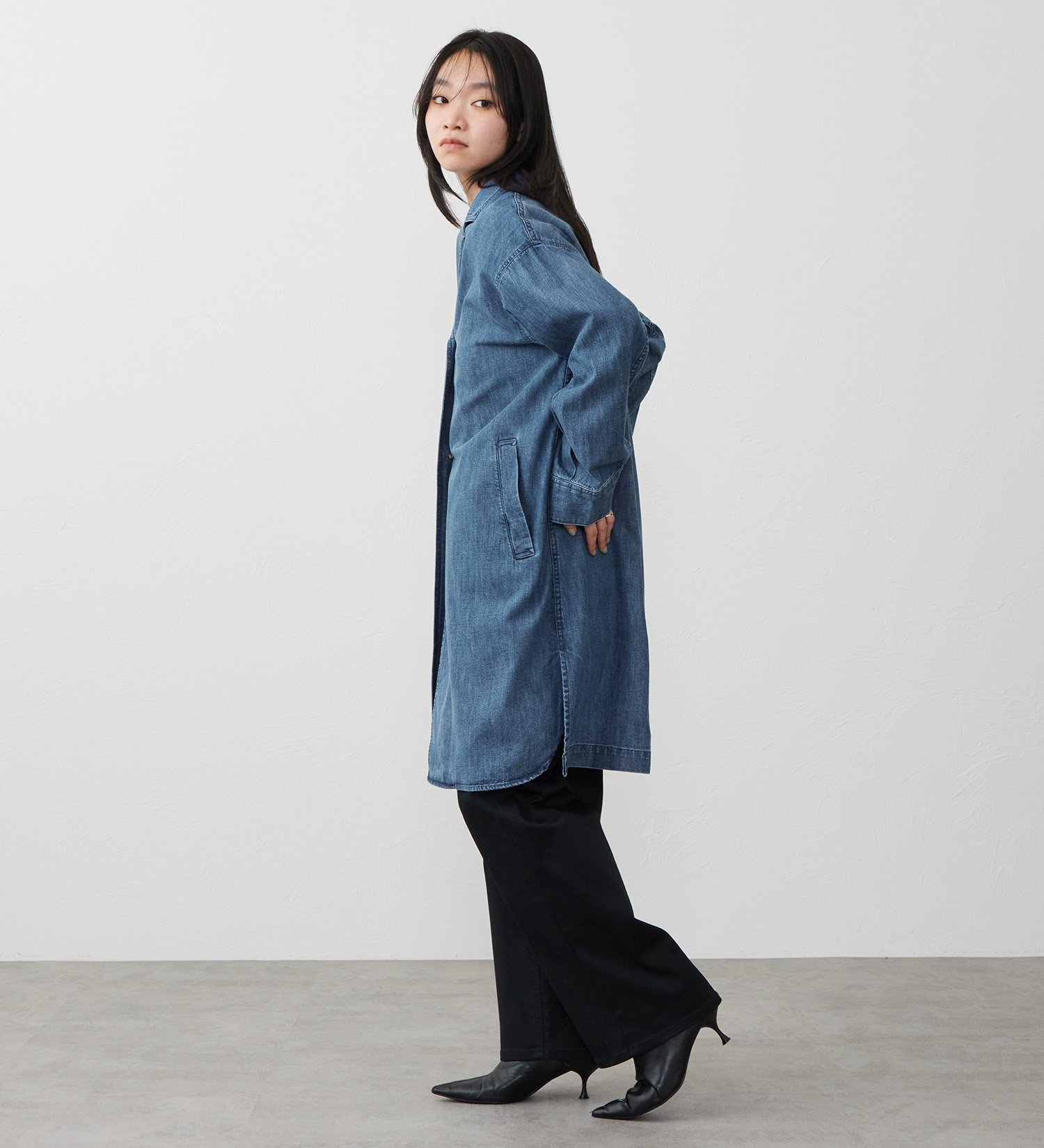 EDWIN(エドウイン)の【試着対象】デニムシャツコート|ジャケット/アウター/コート/レディース|中色ブルー