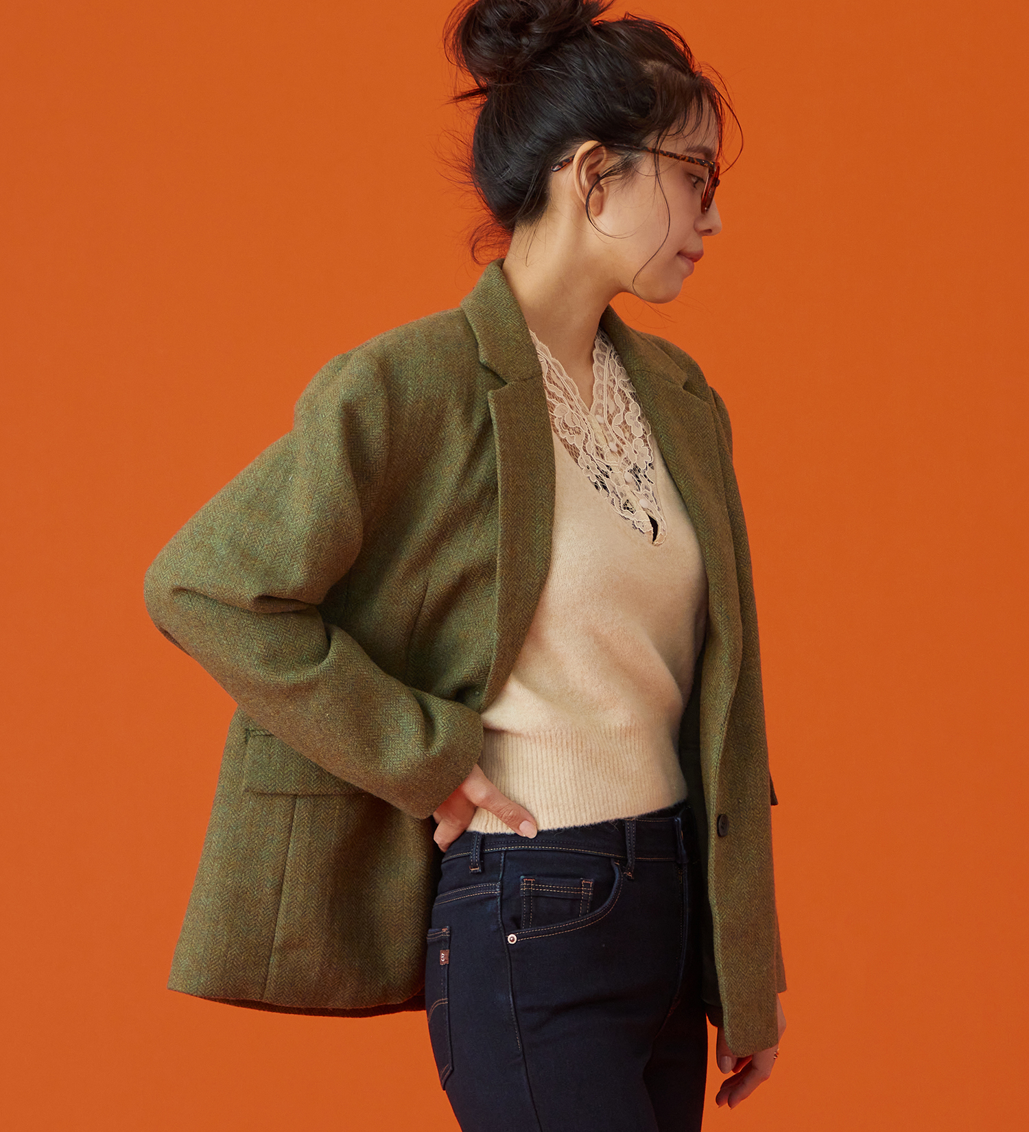 EDWIN(エドウイン)のEDWIN LADIES テイラードジャケット|ジャケット/アウター/テーラードジャケット/レディース|グリーン系その他