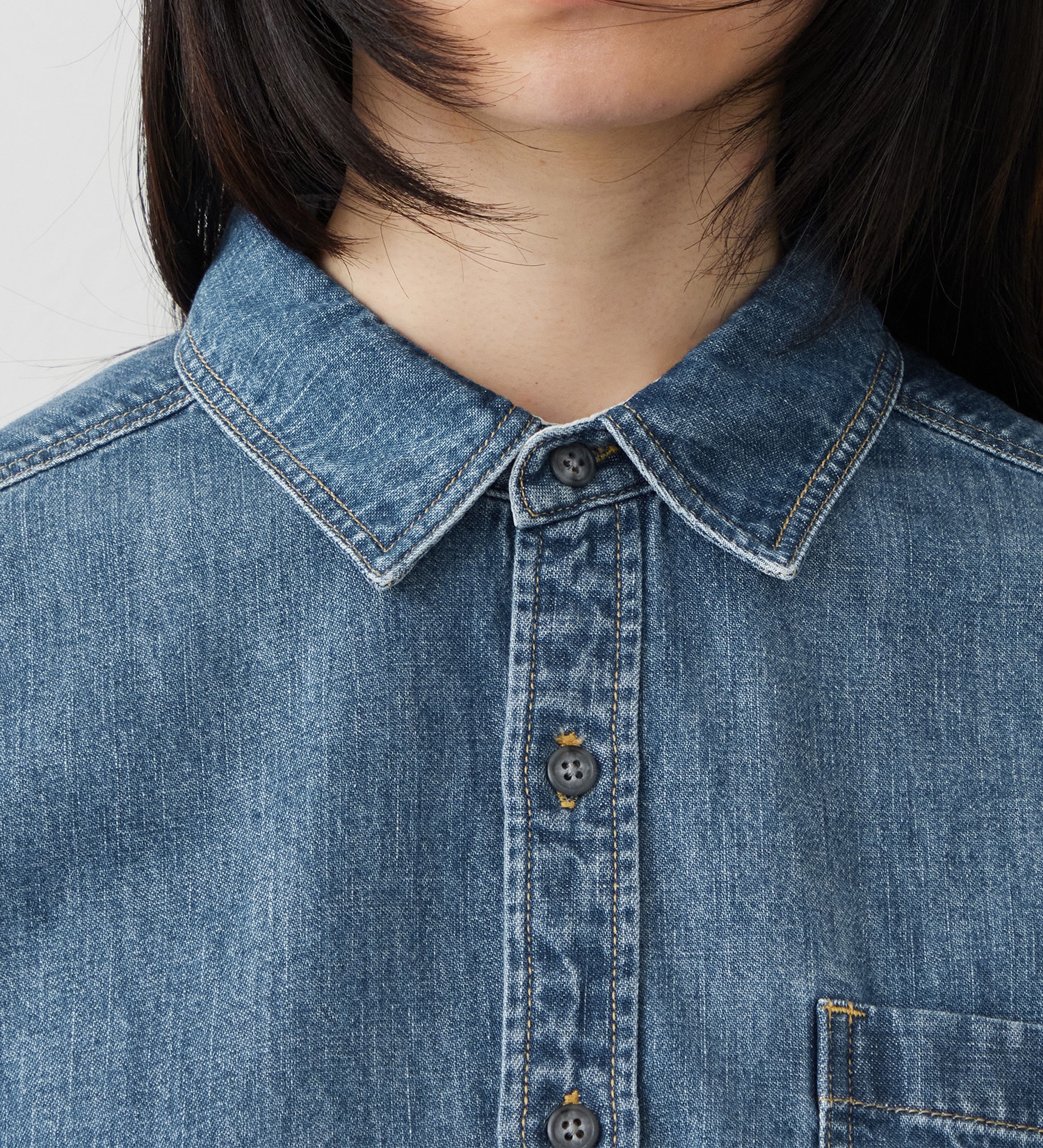 EDWIN(エドウイン)のビッグシルエット デニムシャツ|トップス/シャツ/ブラウス/レディース|中色ブルー