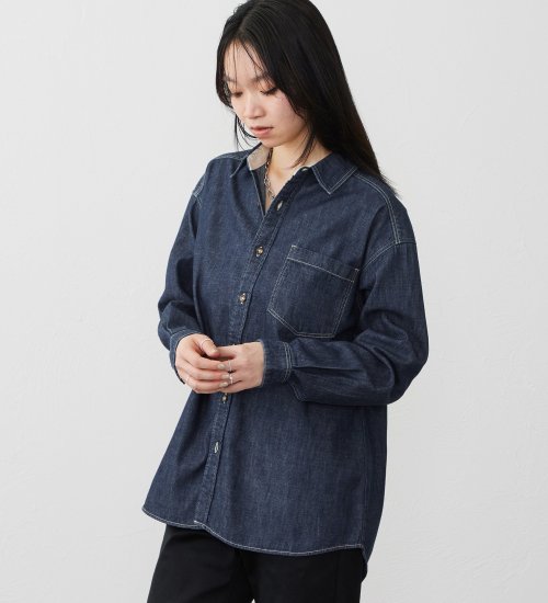 EDWIN(エドウイン)のビッグシルエット デニムシャツ|トップス/シャツ/ブラウス/レディース|濃色ブルー