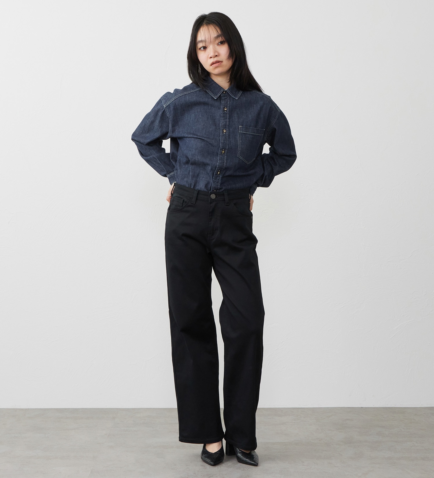 EDWIN(エドウイン)のビッグシルエット デニムシャツ|トップス/シャツ/ブラウス/レディース|濃色ブルー