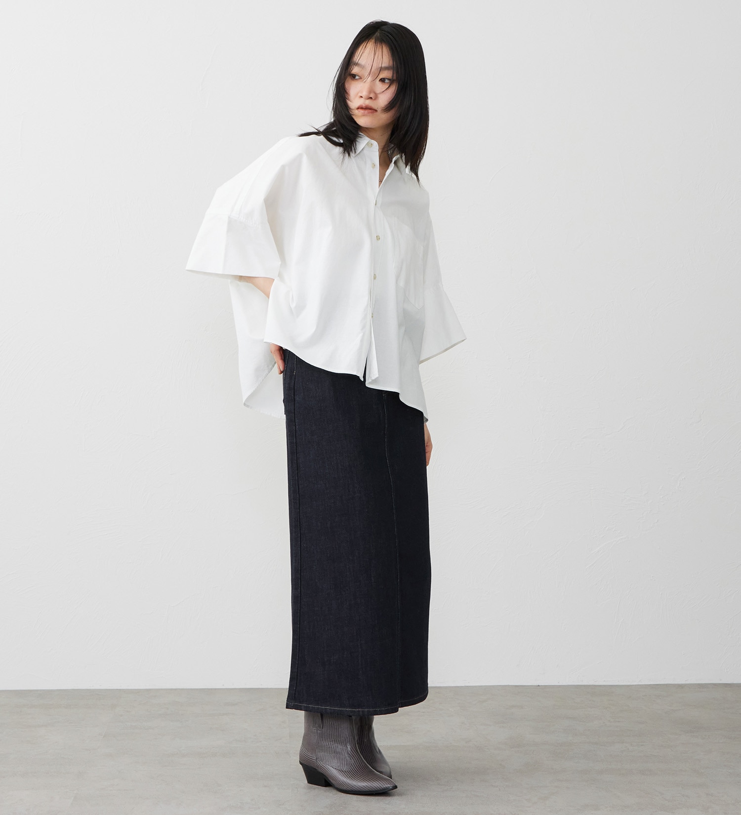 EDWIN(エドウイン)のEDWIN LADIES ルーズシルエット 半袖シャツ|トップス/シャツ/ブラウス/レディース|ホワイト