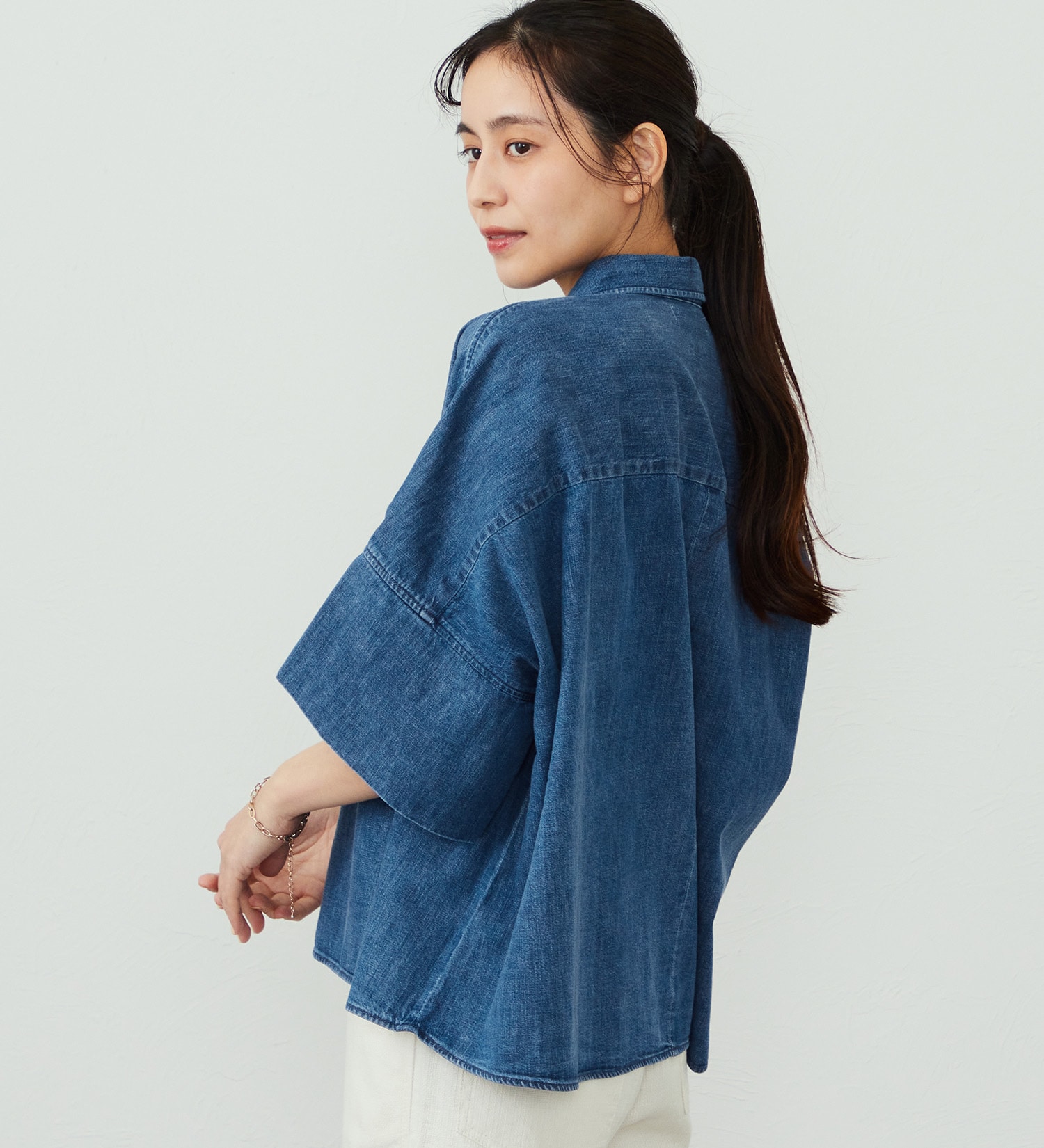 EDWIN(エドウイン)のEDWIN LADIES ルーズシルエット 半袖シャツ|トップス/シャツ/ブラウス/レディース|中色ブルー