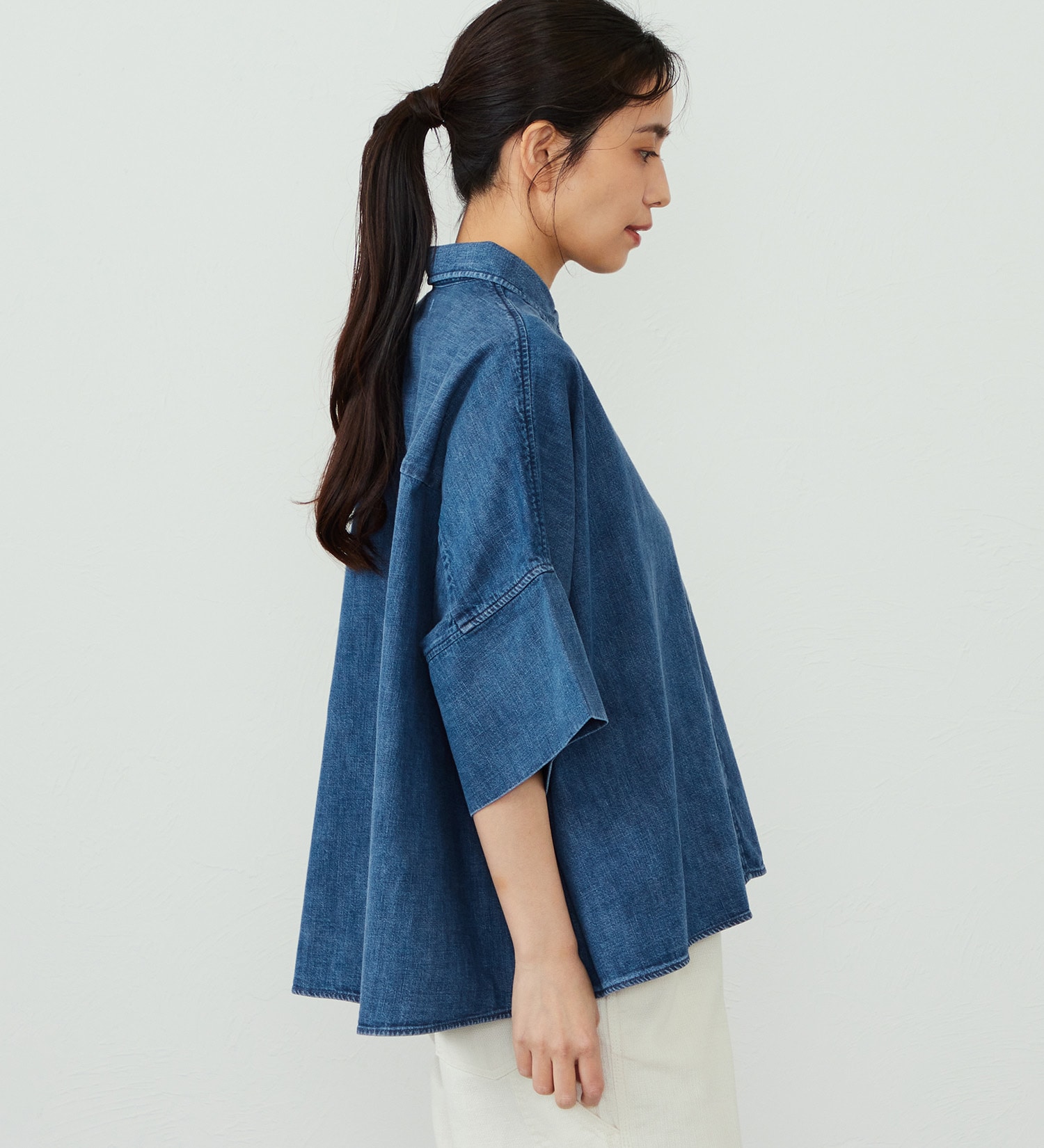 EDWIN(エドウイン)のEDWIN LADIES ルーズシルエット 半袖シャツ|トップス/シャツ/ブラウス/レディース|中色ブルー