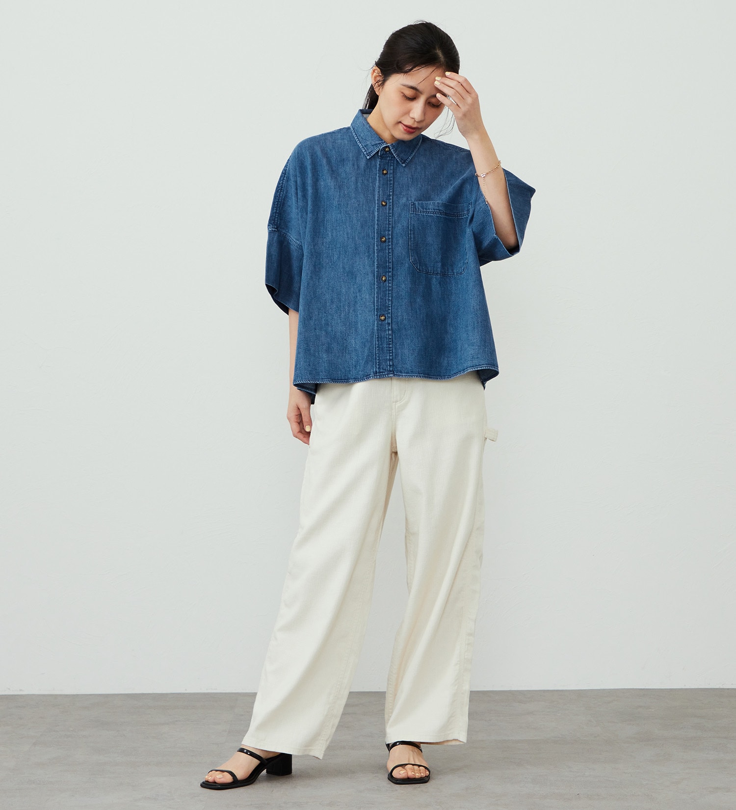 EDWIN(エドウイン)のEDWIN LADIES ルーズシルエット 半袖シャツ|トップス/シャツ/ブラウス/レディース|中色ブルー