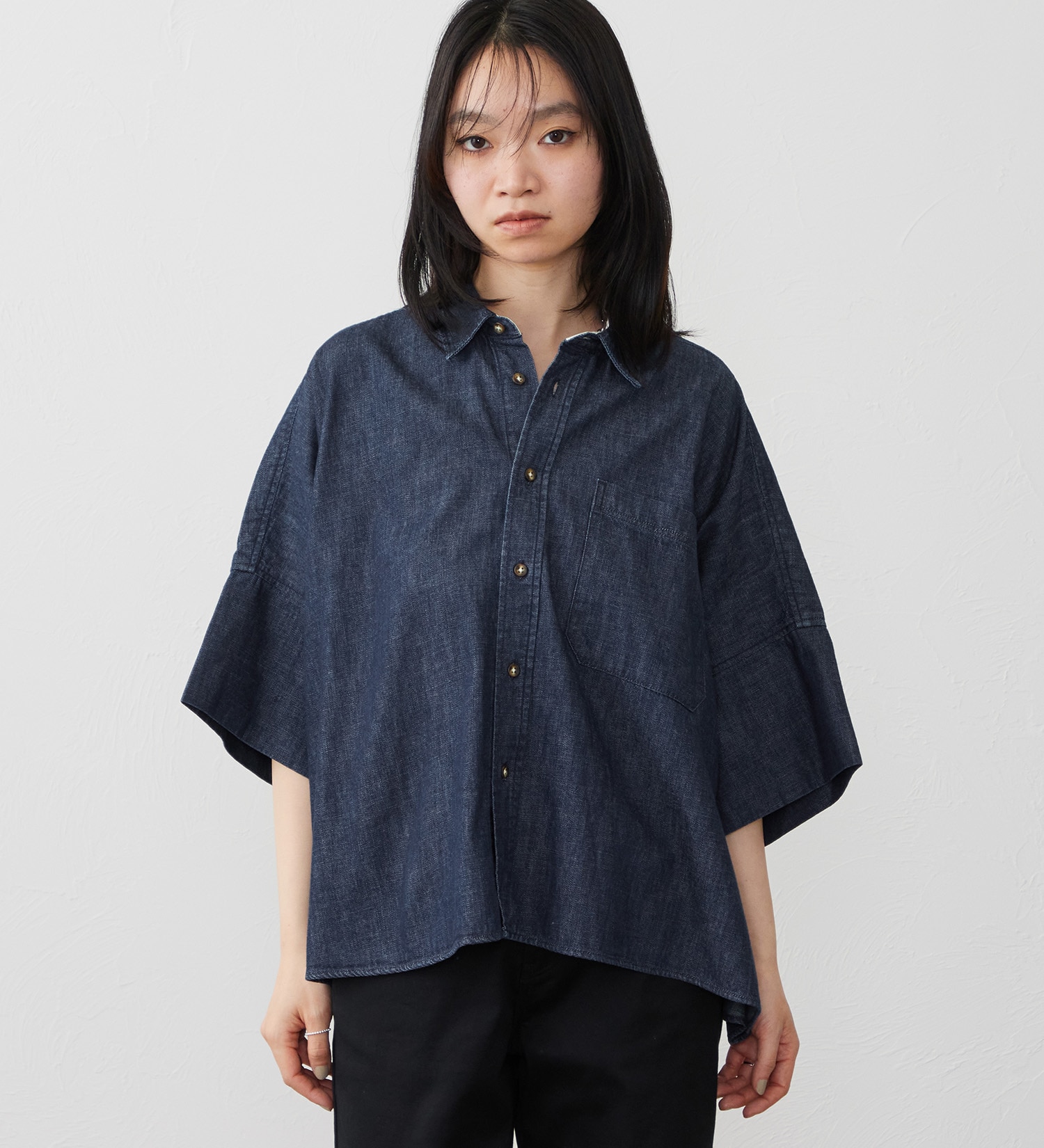 EDWIN(エドウイン)のEDWIN LADIES ルーズシルエット 半袖シャツ|トップス/シャツ/ブラウス/レディース|濃色ブルー