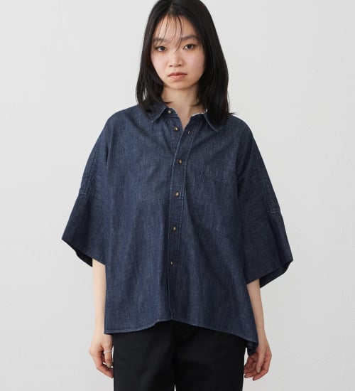 EDWIN(エドウイン)のEDWIN LADIES ルーズシルエット 半袖シャツ|トップス/シャツ/ブラウス/レディース|濃色ブルー