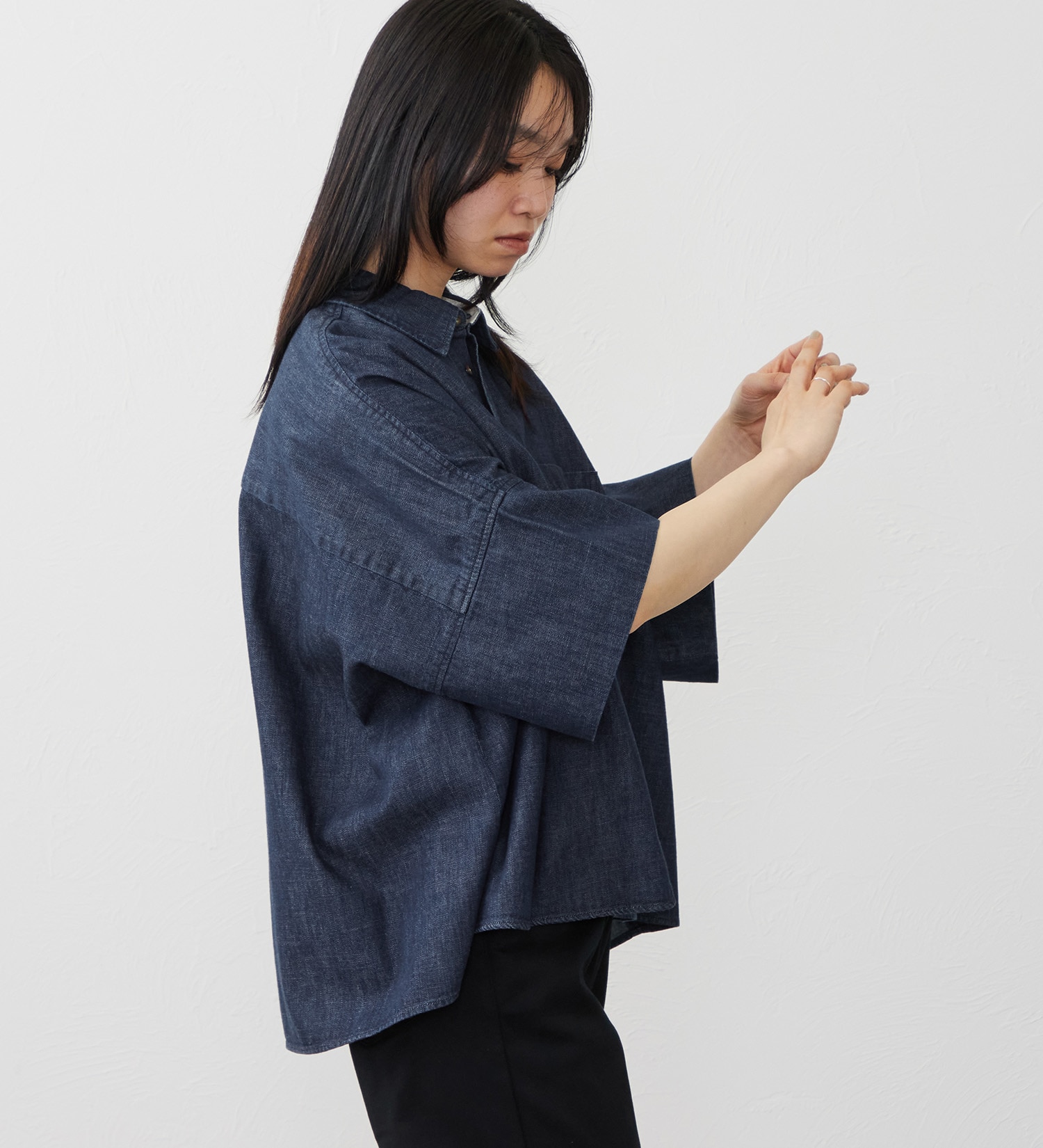 EDWIN(エドウイン)のEDWIN LADIES ルーズシルエット 半袖シャツ|トップス/シャツ/ブラウス/レディース|濃色ブルー