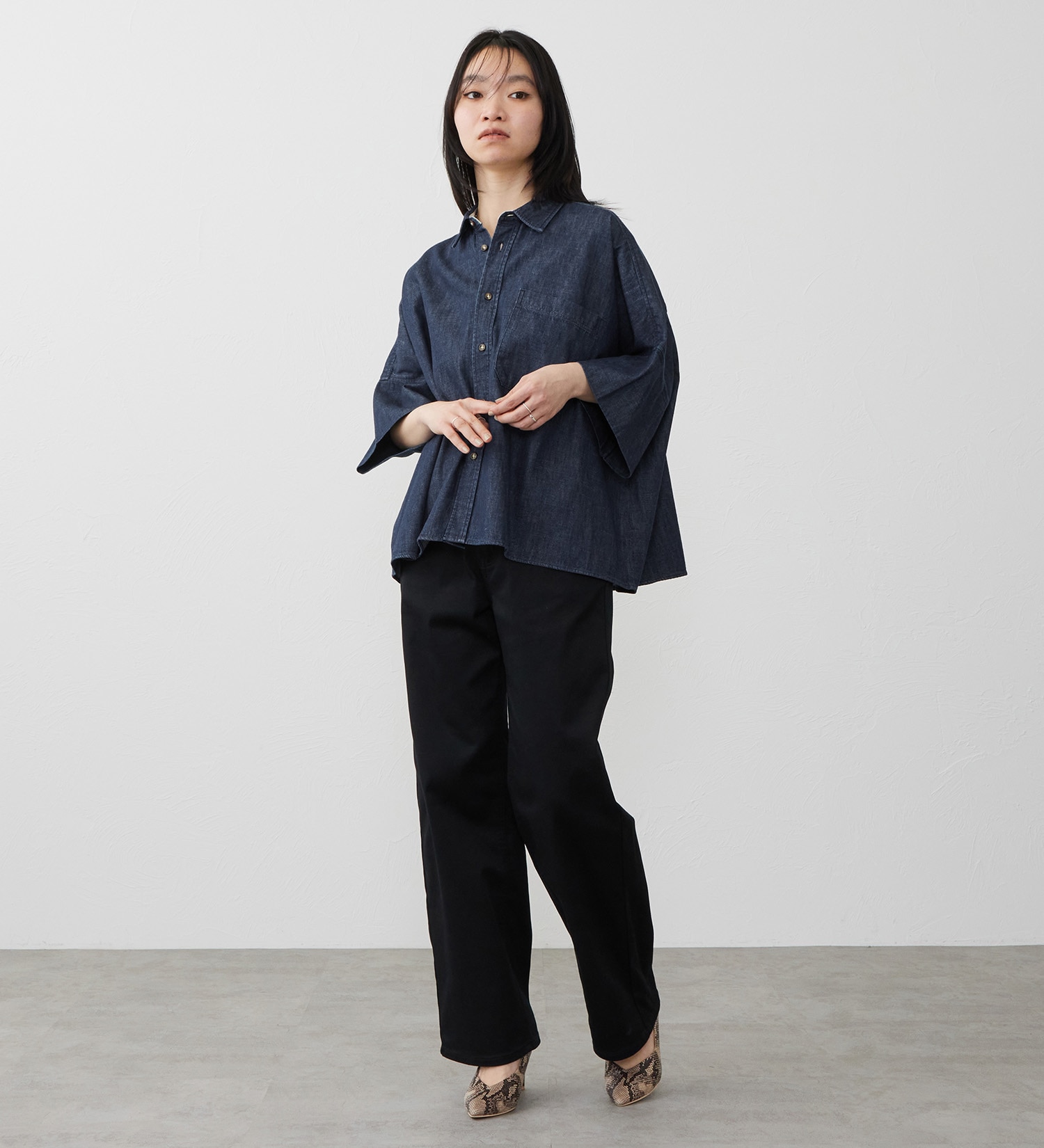 EDWIN(エドウイン)のEDWIN LADIES ルーズシルエット 半袖シャツ|トップス/シャツ/ブラウス/レディース|濃色ブルー