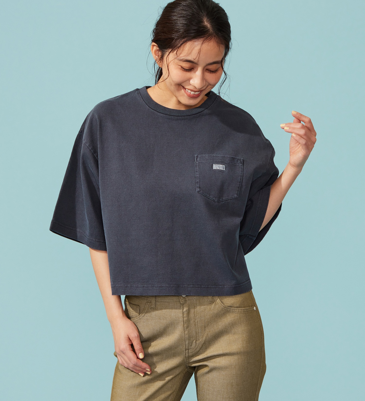 EDWIN(エドウイン)のEDWIN LADIES ロゴポケットTシャツ 半袖|トップス/Tシャツ/カットソー/レディース|ネイビー