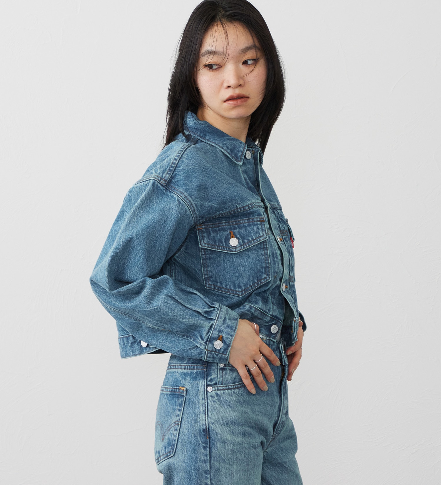 EDWIN(エドウイン)の【試着対象】503 ショートデニムジャケット Gジャン|ジャケット/アウター/デニムジャケット/レディース|淡色ブルー