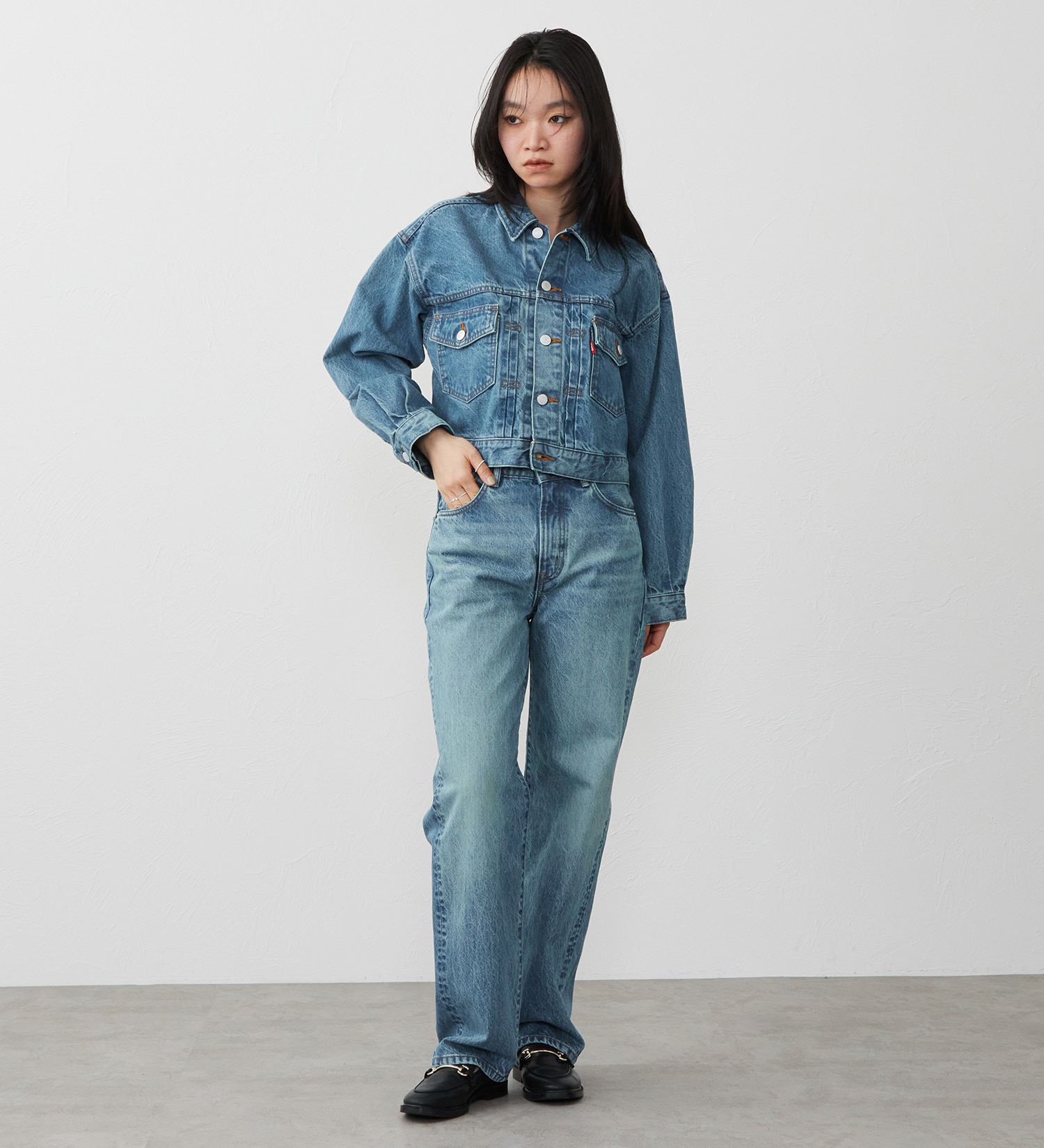 EDWIN(エドウイン)の【試着対象】503 ショートデニムジャケット Gジャン|ジャケット/アウター/デニムジャケット/レディース|淡色ブルー