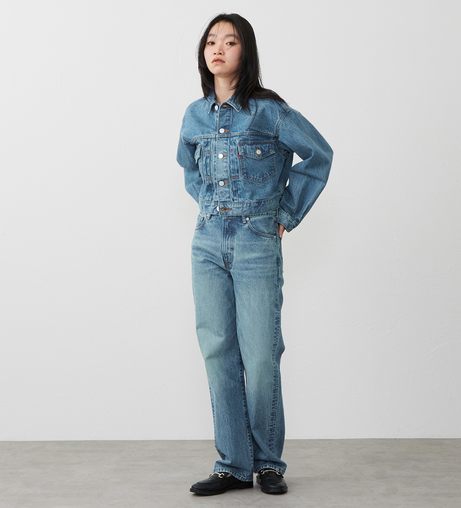 EDWIN(エドウイン)の【試着対象】503 ショートデニムジャケット Gジャン|ジャケット/アウター/デニムジャケット/レディース|淡色ブルー