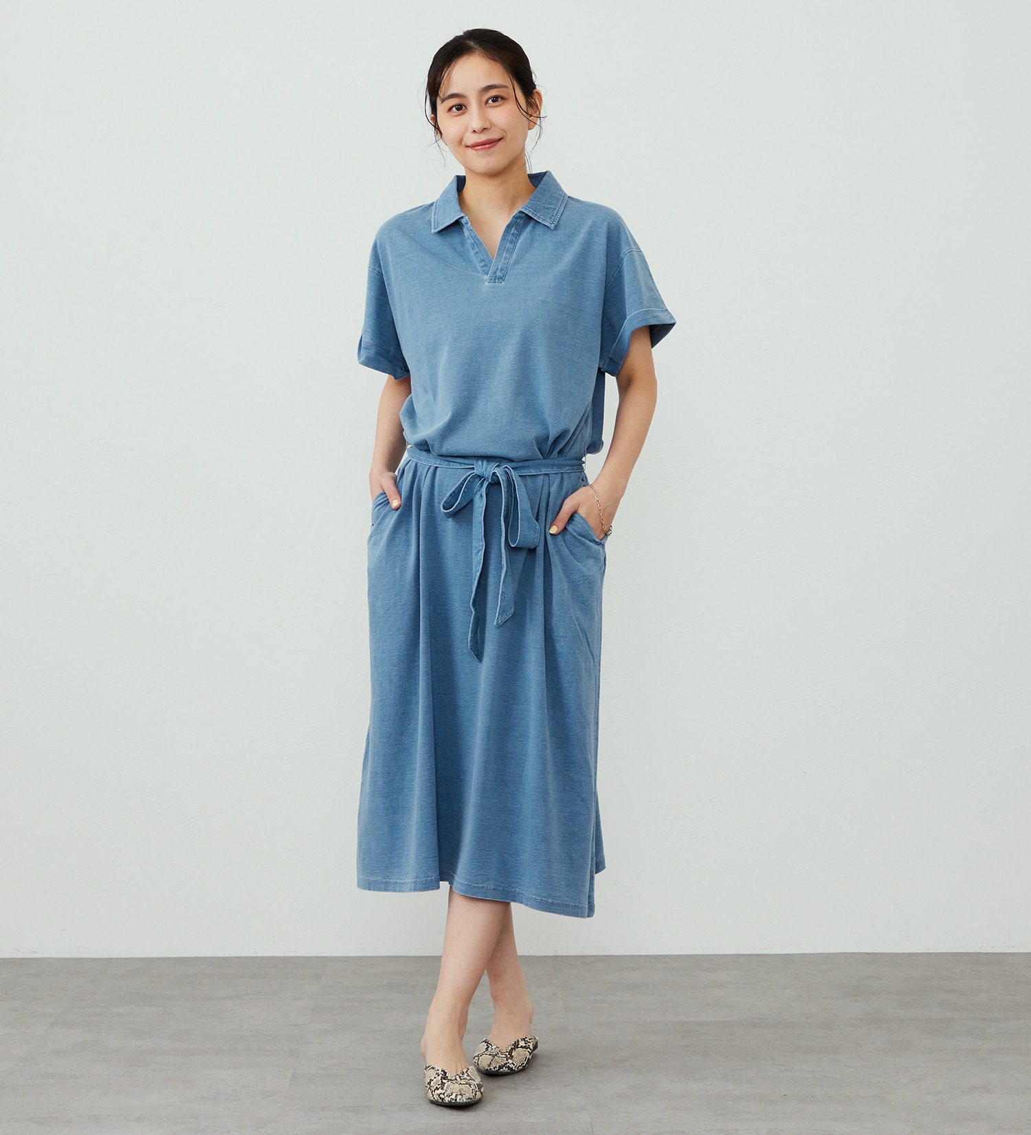 EDWIN(エドウイン)のEDWIN LADIES インディゴ ワンピース 半袖|ワンピース/ワンピース/レディース|淡色ブルー