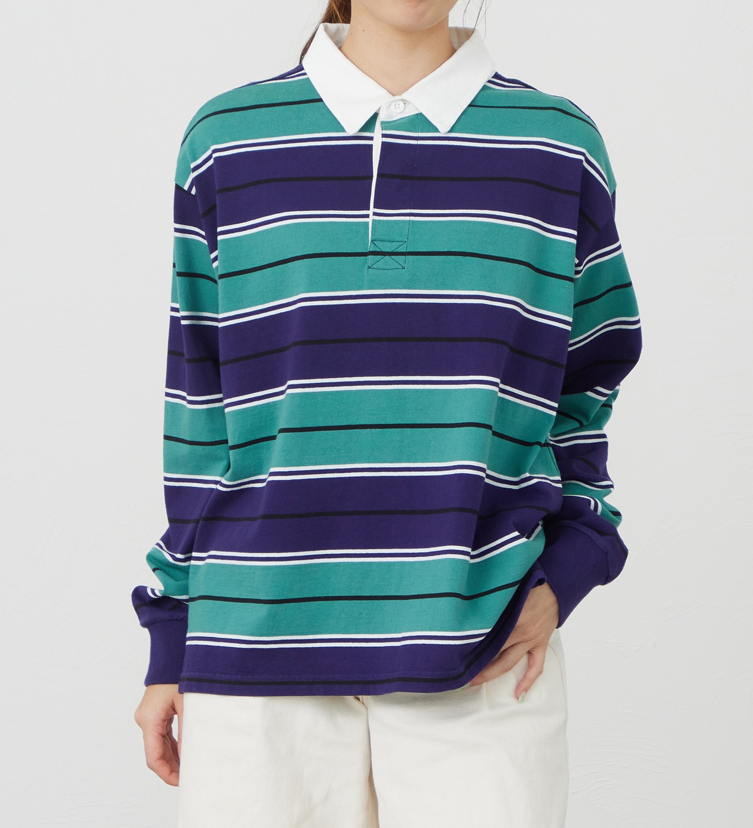 EDWIN(エドウイン)のEDWIN LADIES ボーダーラガーシャツ【長袖Tシャツ】|トップス/Tシャツ/カットソー/レディース|ネイビー