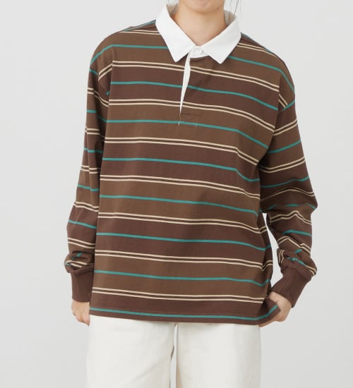 EDWIN(エドウイン)のEDWIN LADIES ボーダーラガーシャツ【長袖Tシャツ】|トップス/Tシャツ/カットソー/レディース|ブラウン