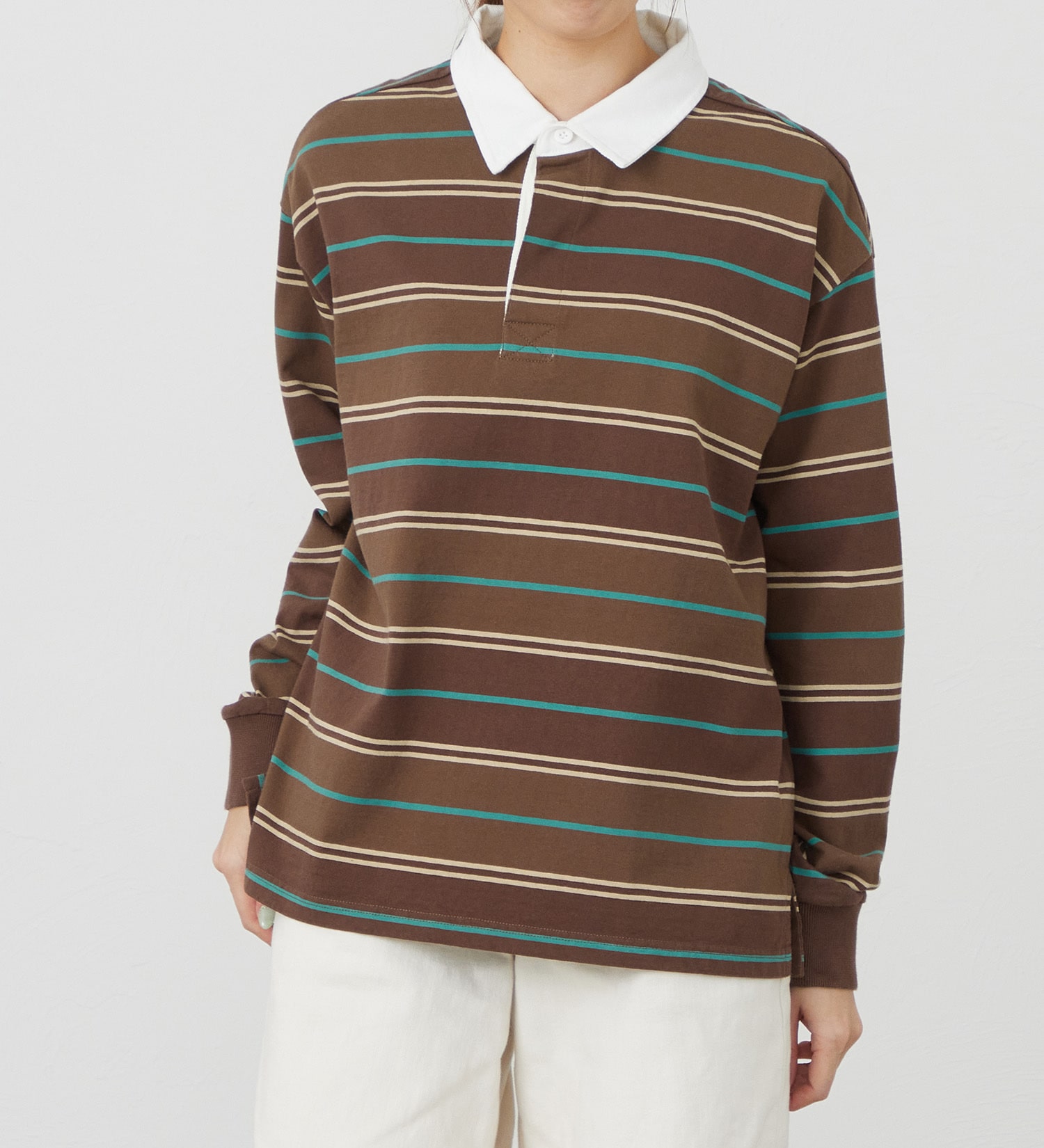 EDWIN(エドウイン)のEDWIN LADIES ボーダーラガーシャツ【長袖Tシャツ】|トップス/Tシャツ/カットソー/レディース|ブラウン