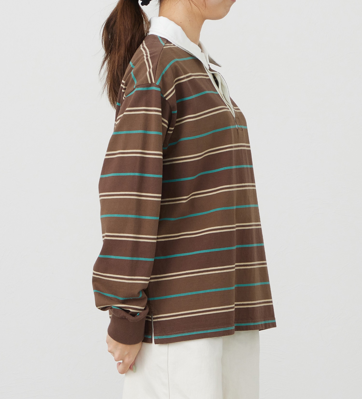 EDWIN(エドウイン)のEDWIN LADIES ボーダーラガーシャツ【長袖Tシャツ】|トップス/Tシャツ/カットソー/レディース|ブラウン