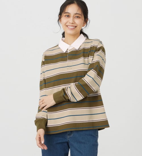 EDWIN(エドウイン)のEDWIN LADIES ボーダーラガーシャツ【長袖Tシャツ】|トップス/Tシャツ/カットソー/レディース|ベージュ系その他