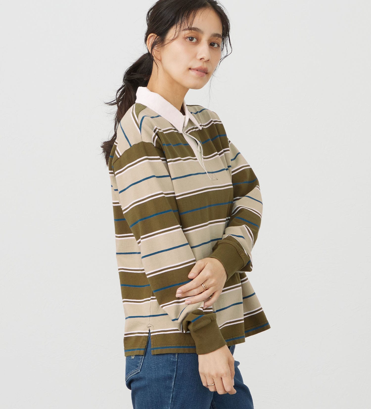 EDWIN(エドウイン)のEDWIN LADIES ボーダーラガーシャツ【長袖Tシャツ】|トップス/Tシャツ/カットソー/レディース|ベージュ系その他