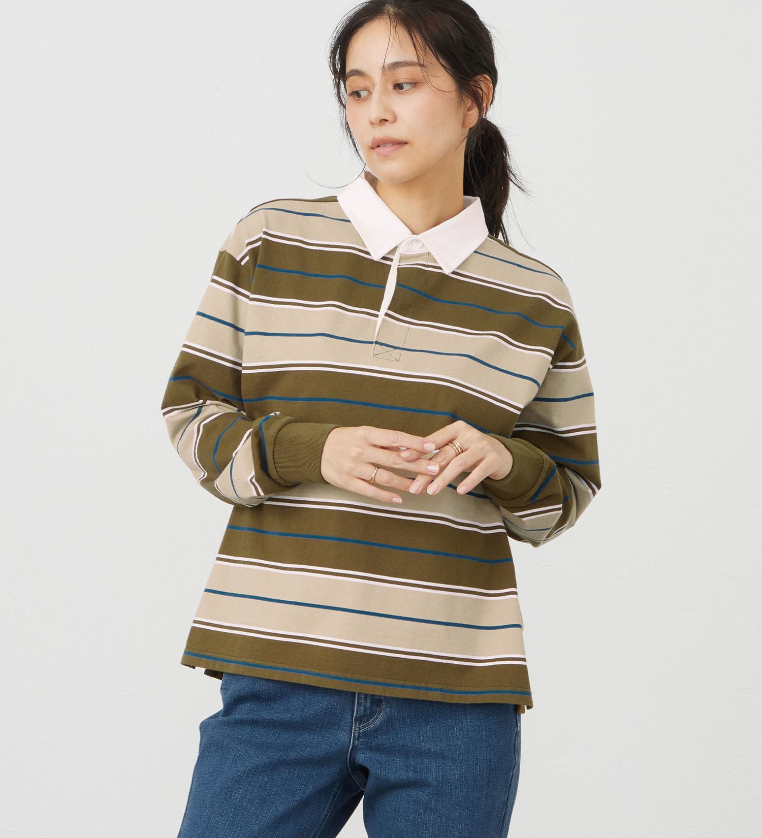 EDWIN(エドウイン)のEDWIN LADIES ボーダーラガーシャツ【長袖Tシャツ】|トップス/Tシャツ/カットソー/レディース|ベージュ系その他