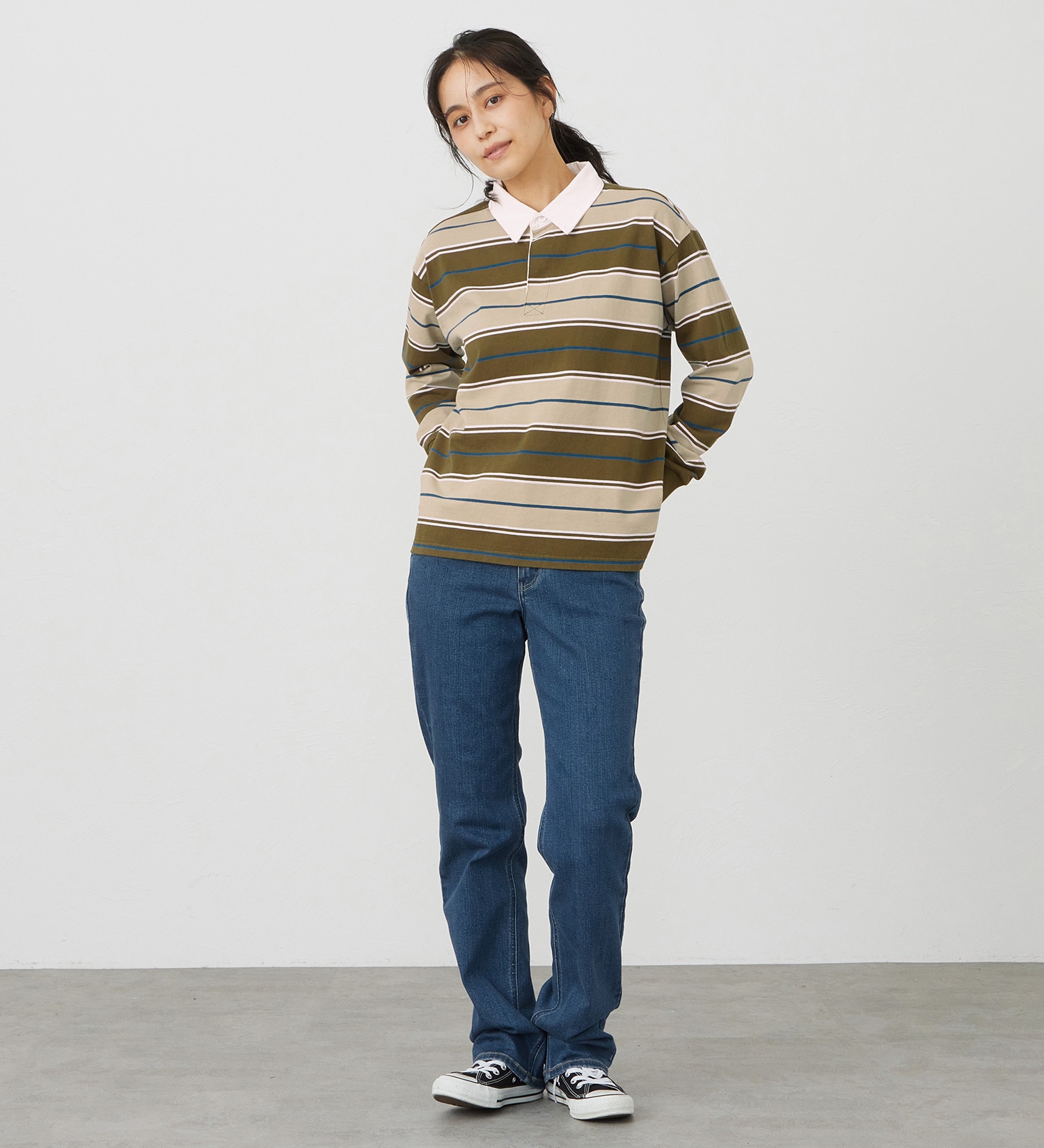 EDWIN(エドウイン)のEDWIN LADIES ボーダーラガーシャツ【長袖Tシャツ】|トップス/Tシャツ/カットソー/レディース|ベージュ系その他