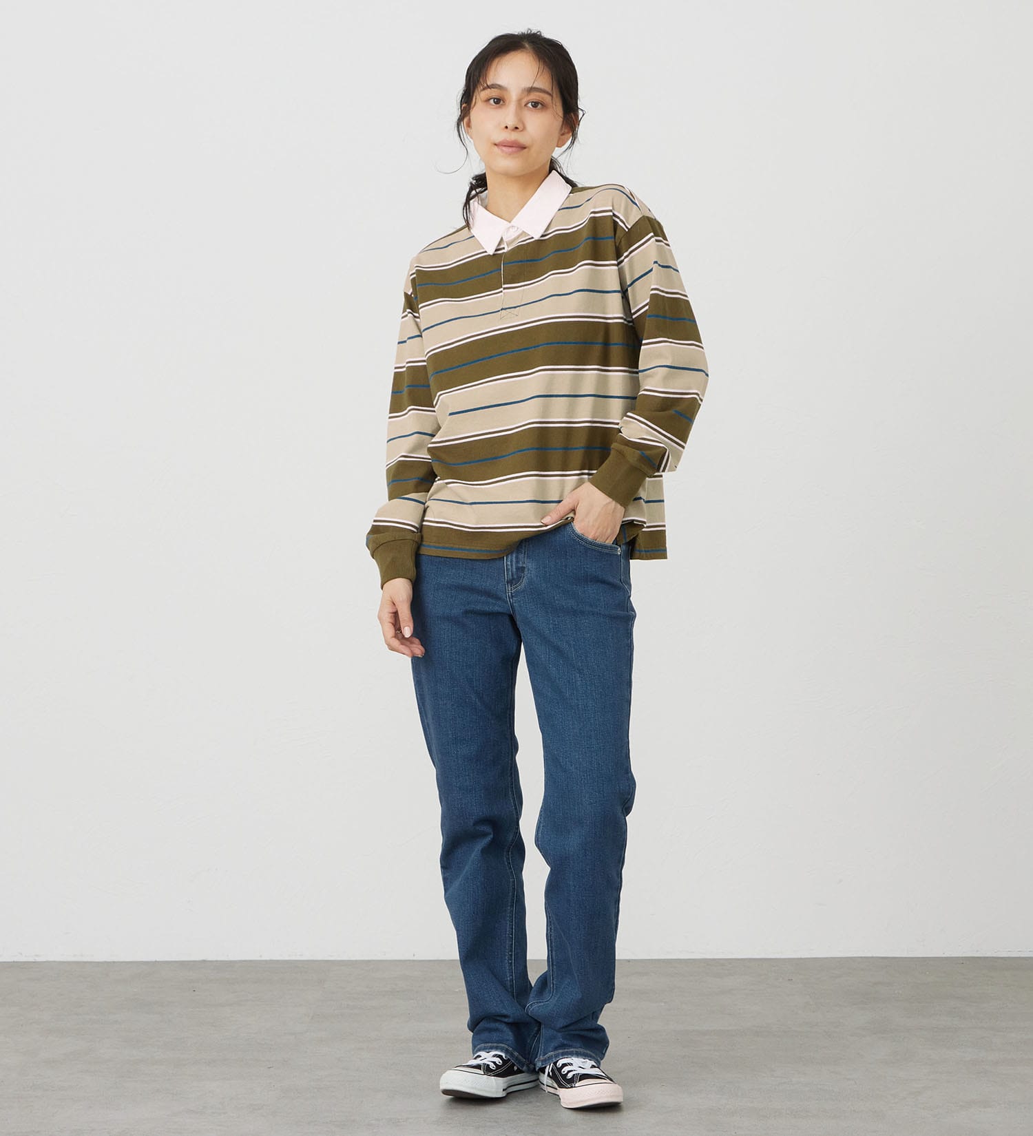 EDWIN(エドウイン)のEDWIN LADIES ボーダーラガーシャツ【長袖Tシャツ】|トップス/Tシャツ/カットソー/レディース|ベージュ系その他