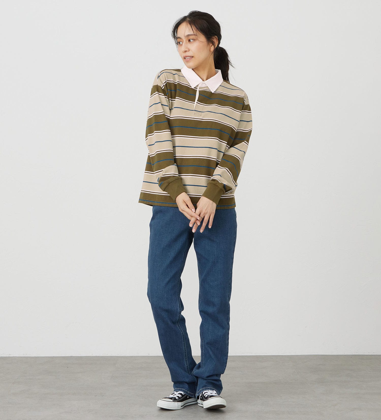 EDWIN(エドウイン)のEDWIN LADIES ボーダーラガーシャツ【長袖Tシャツ】|トップス/Tシャツ/カットソー/レディース|ベージュ系その他