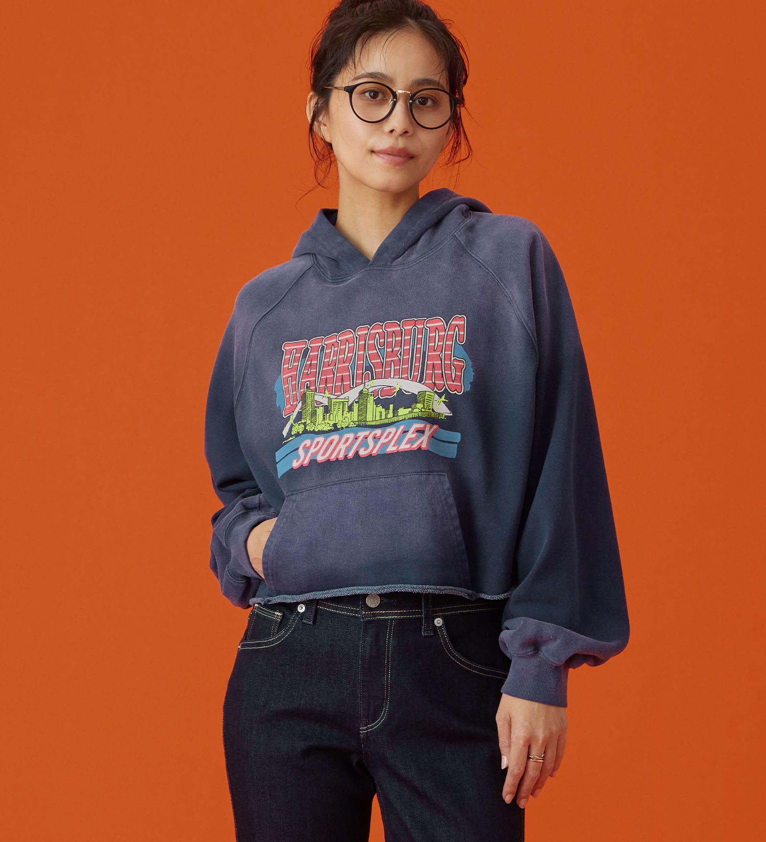 EDWIN(エドウイン)のEDWIN LADIES クロップドパーカー|トップス/パーカー/レディース|ネイビー