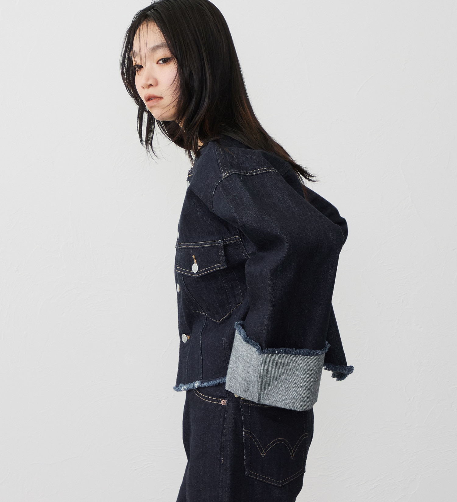 EDWIN(エドウイン)の【試着対象】ロールアップ デニムジャケット Gジャン|ジャケット/アウター/デニムジャケット/レディース|インディゴブルー