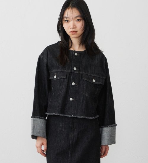 EDWIN(エドウイン)の【試着対象】ロールアップ デニムジャケット Gジャン|ジャケット/アウター/デニムジャケット/レディース|ブラックデニム