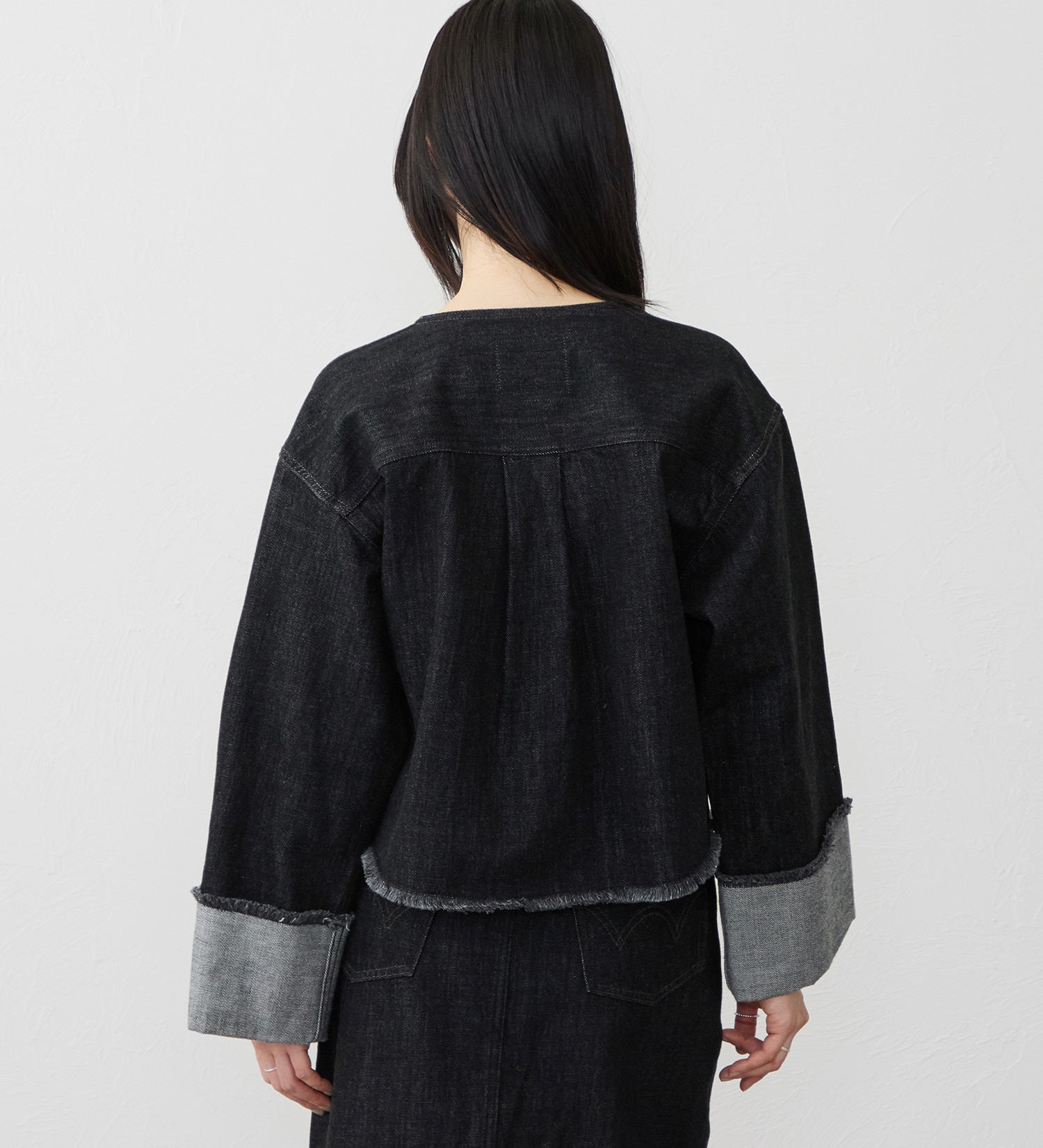 EDWIN(エドウイン)の【試着対象】ロールアップ デニムジャケット Gジャン|ジャケット/アウター/デニムジャケット/レディース|ブラックデニム