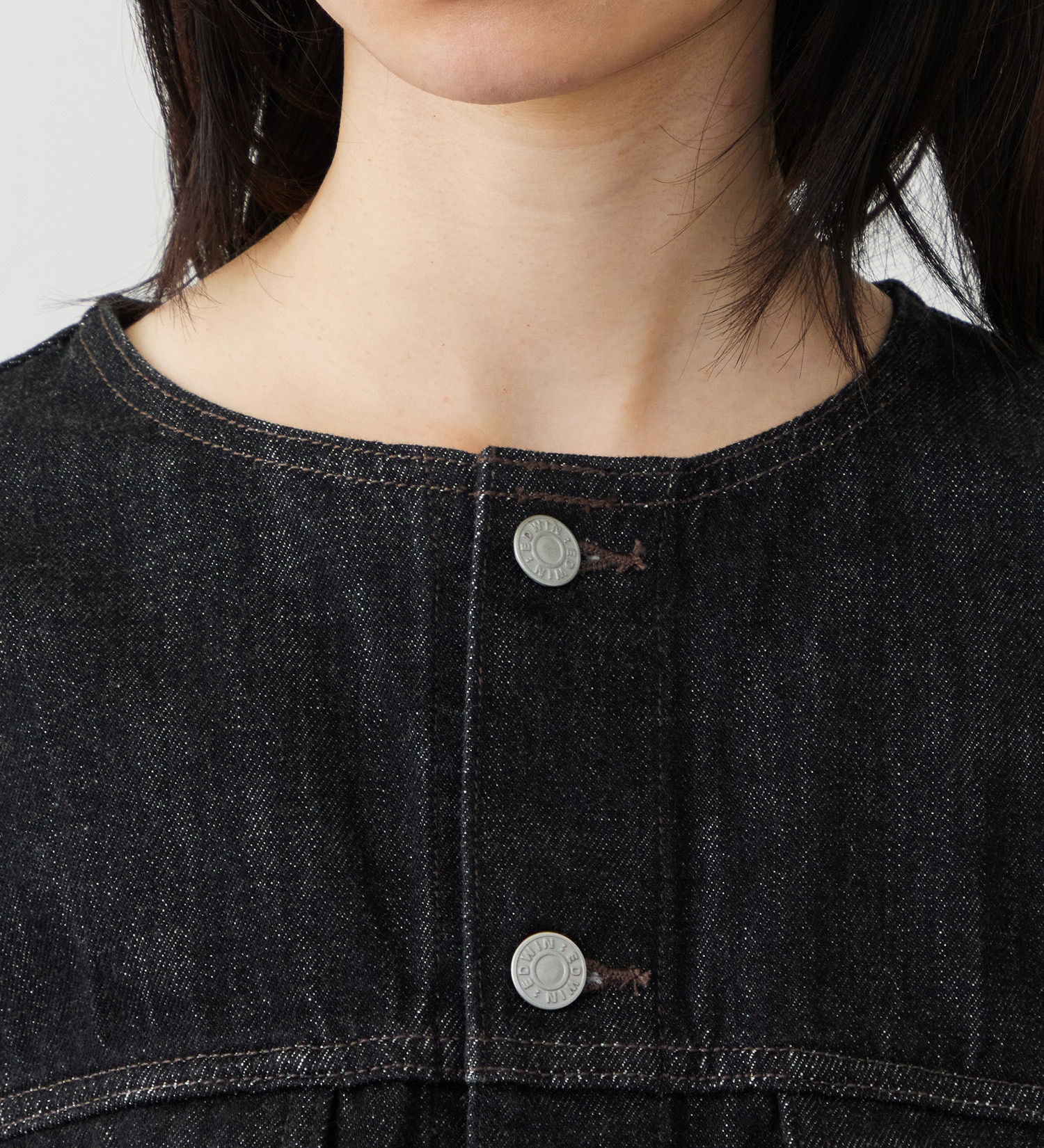 EDWIN(エドウイン)の【試着対象】ロールアップ デニムジャケット Gジャン|ジャケット/アウター/デニムジャケット/レディース|ブラックデニム