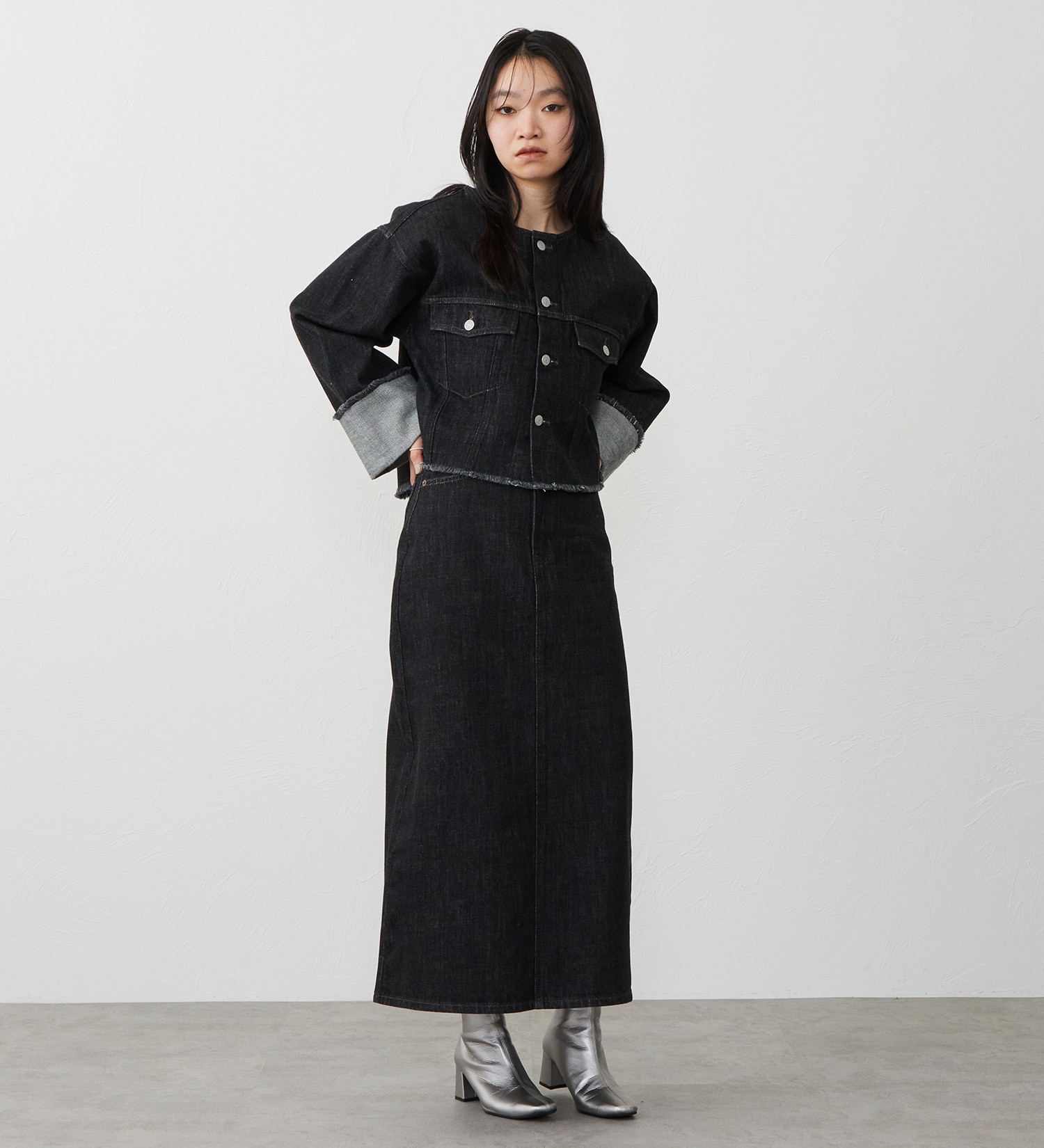 EDWIN(エドウイン)の【試着対象】ロールアップ デニムジャケット Gジャン|ジャケット/アウター/デニムジャケット/レディース|ブラックデニム