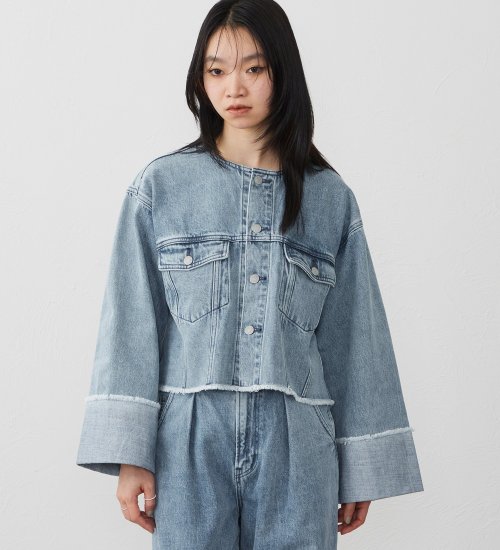 EDWIN(エドウイン)の【試着対象】ロールアップ デニムジャケット Gジャン|ジャケット/アウター/デニムジャケット/レディース|淡色ブルー