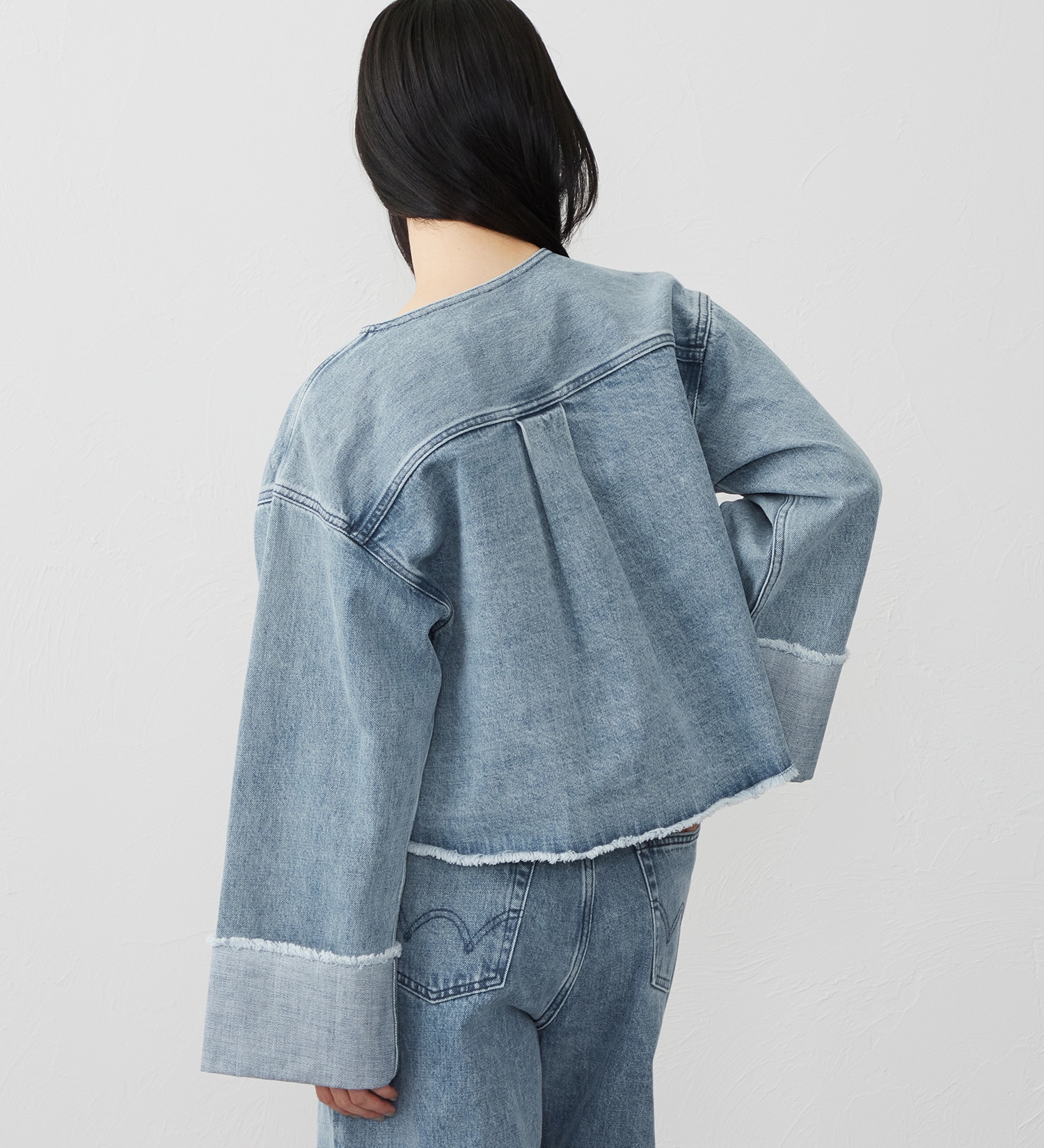 EDWIN(エドウイン)の【試着対象】ロールアップ デニムジャケット Gジャン|ジャケット/アウター/デニムジャケット/レディース|淡色ブルー