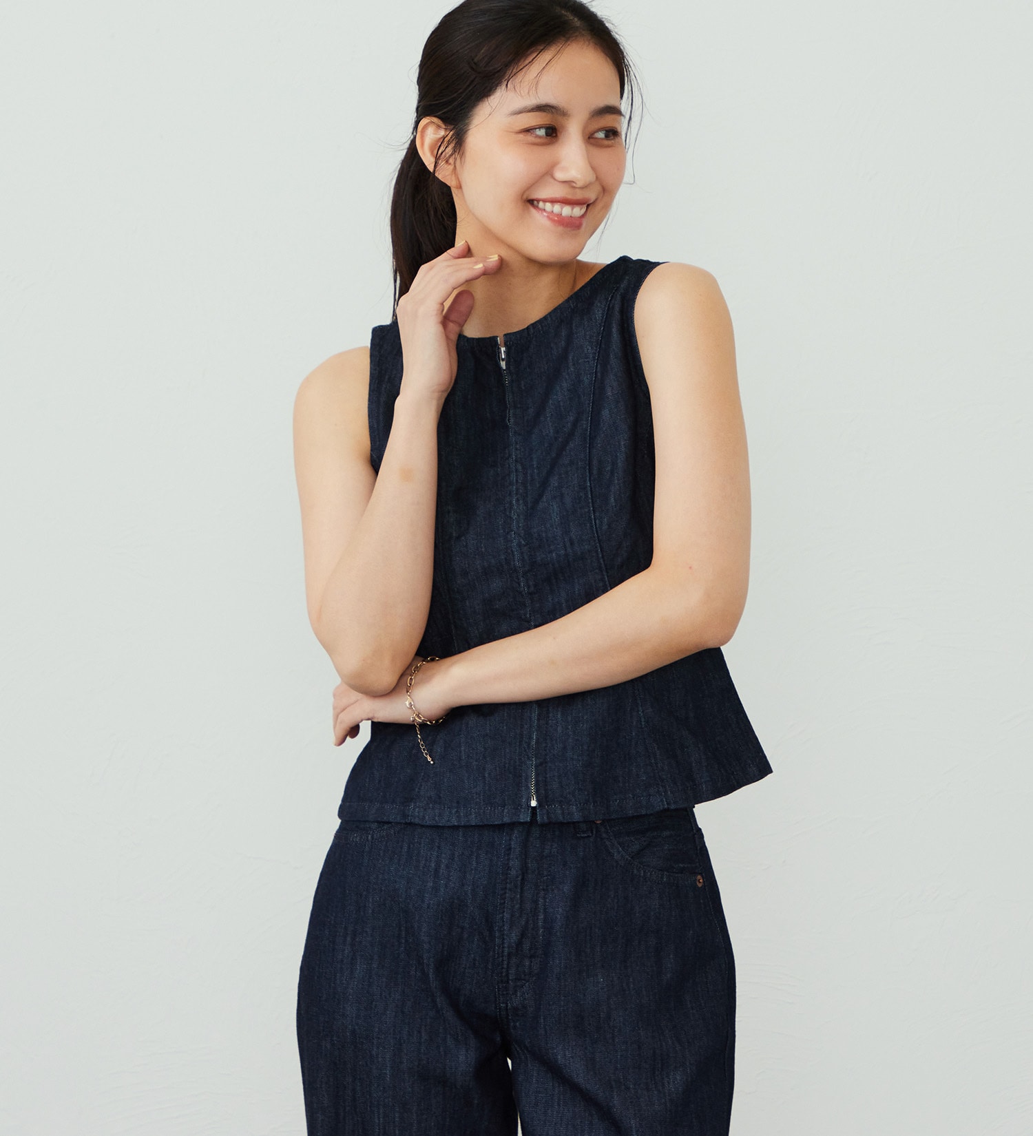 EDWIN(エドウイン)のEDWIN LADIES ライトオンス デニムタンクトップ セルビッジ セットアップ対応|トップス/タンクトップ/レディース|インディゴブルー