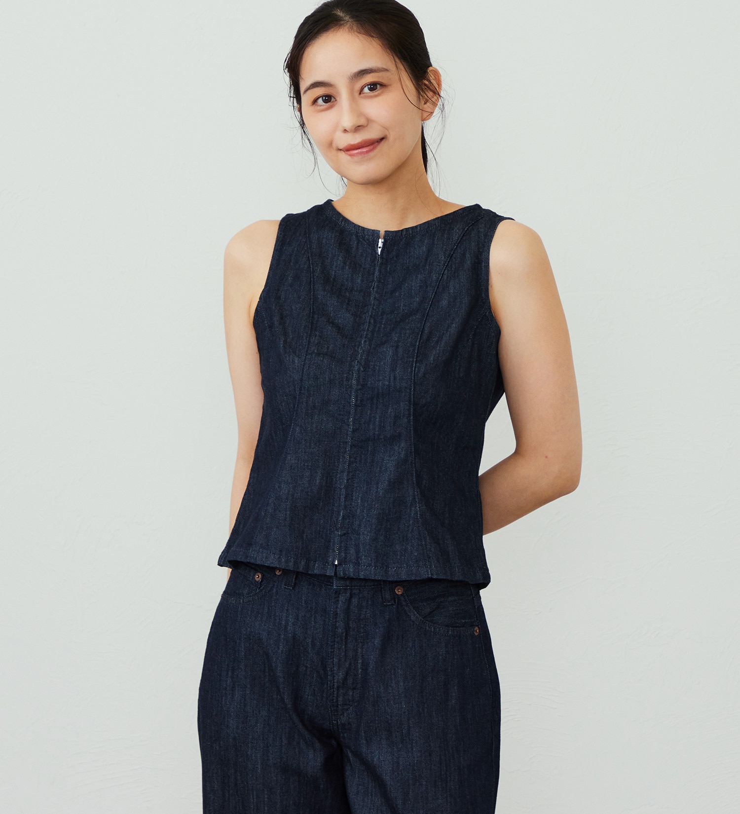 EDWIN(エドウイン)のEDWIN LADIES ライトオンス デニムタンクトップ セルビッジ セットアップ対応|トップス/タンクトップ/レディース|インディゴブルー