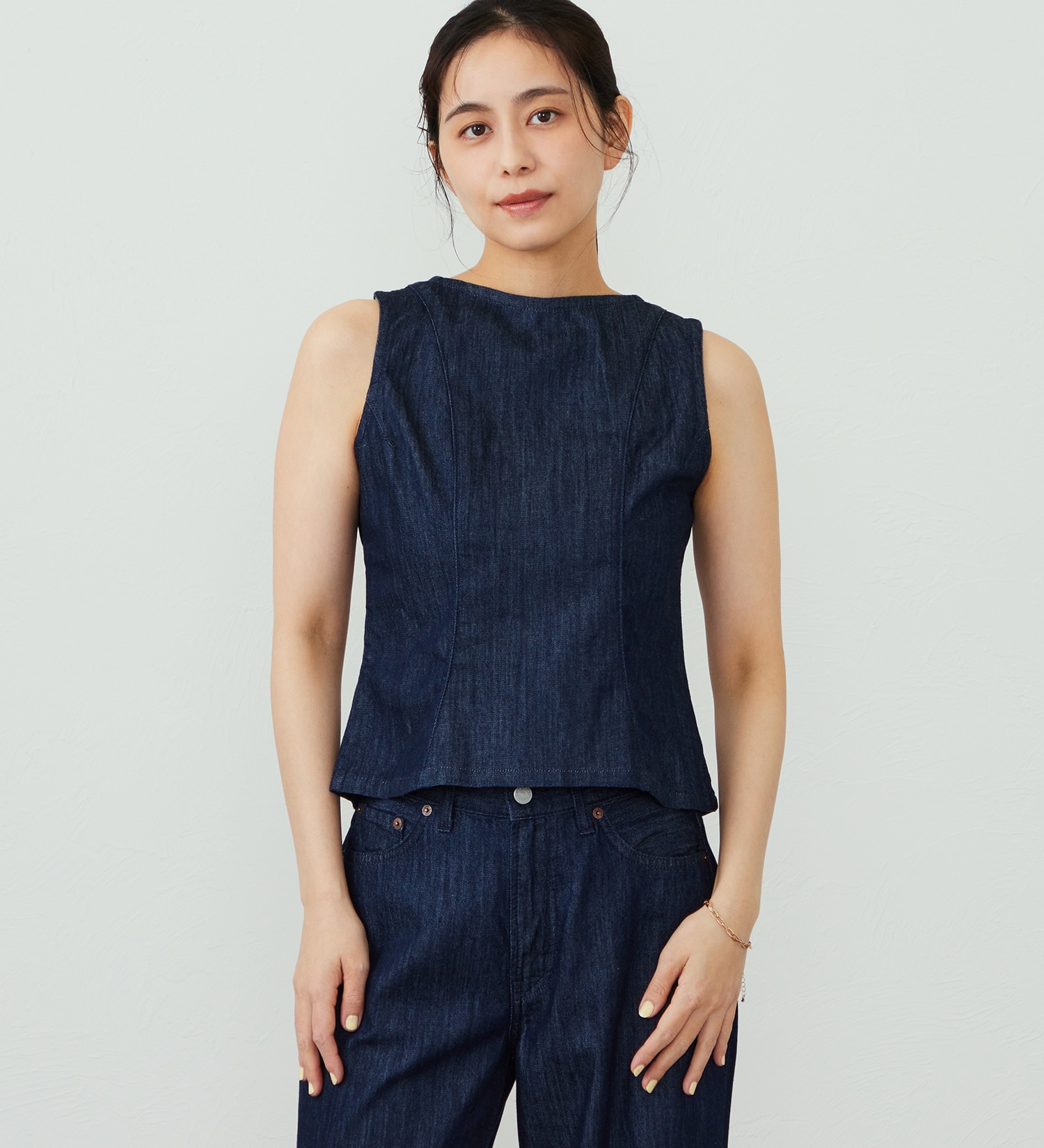 EDWIN(エドウイン)のEDWIN LADIES ライトオンス デニムタンクトップ セルビッジ セットアップ対応|トップス/タンクトップ/レディース|インディゴブルー