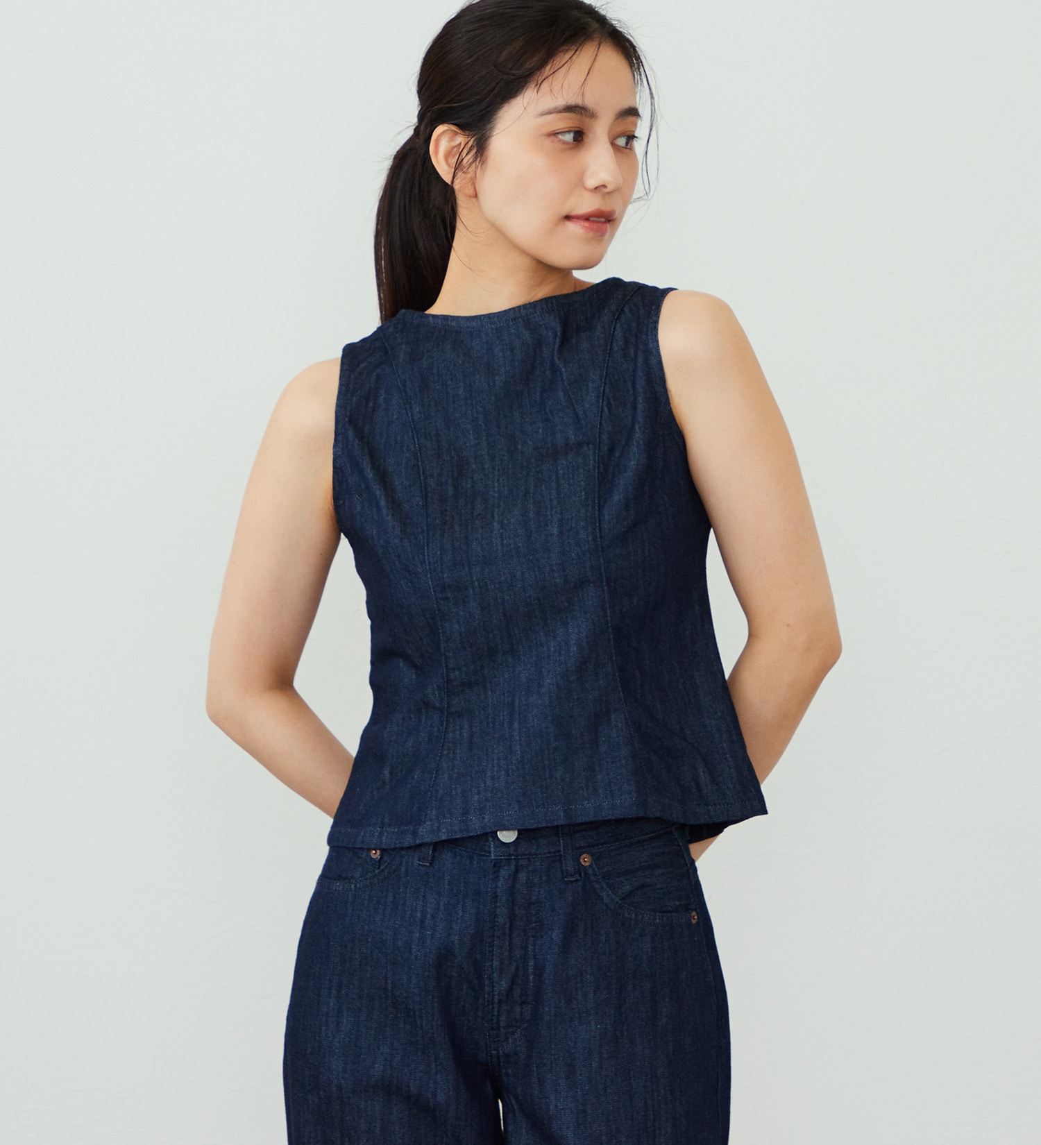 EDWIN(エドウイン)のEDWIN LADIES ライトオンス デニムタンクトップ セルビッジ セットアップ対応|トップス/タンクトップ/レディース|インディゴブルー