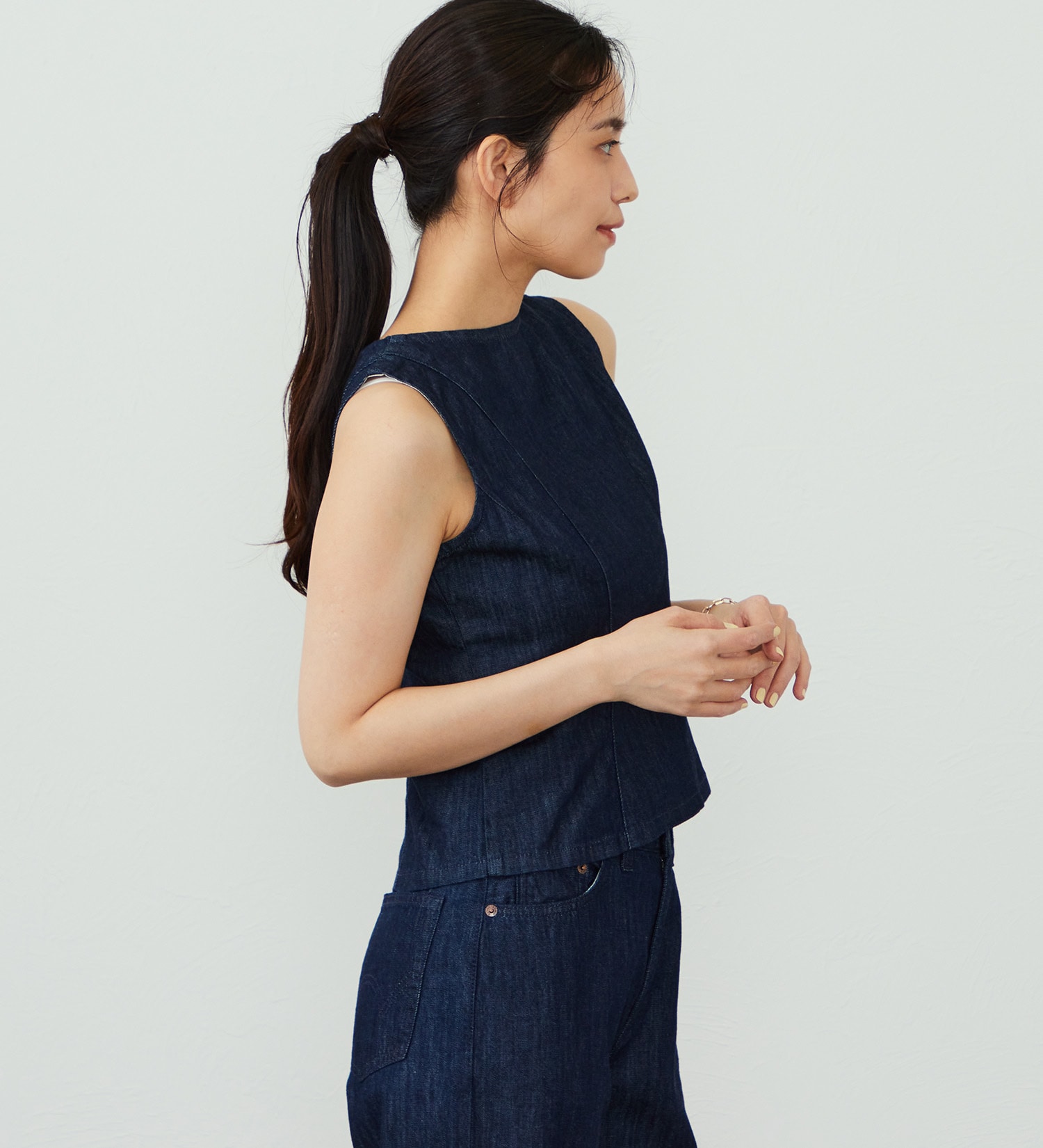 EDWIN(エドウイン)のEDWIN LADIES ライトオンス デニムタンクトップ セルビッジ セットアップ対応|トップス/タンクトップ/レディース|インディゴブルー