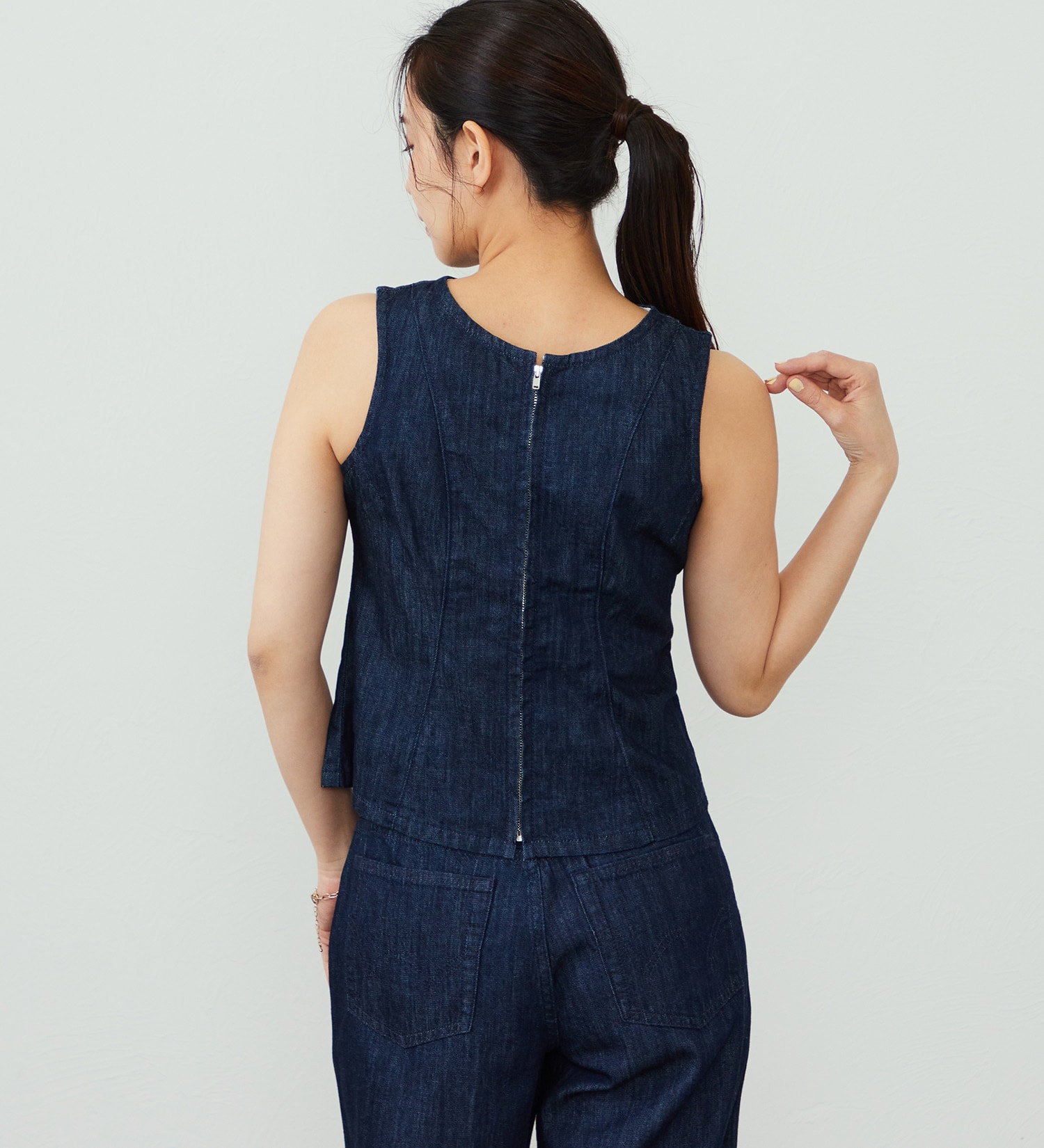 EDWIN(エドウイン)のEDWIN LADIES ライトオンス デニムタンクトップ セルビッジ セットアップ対応|トップス/タンクトップ/レディース|インディゴブルー