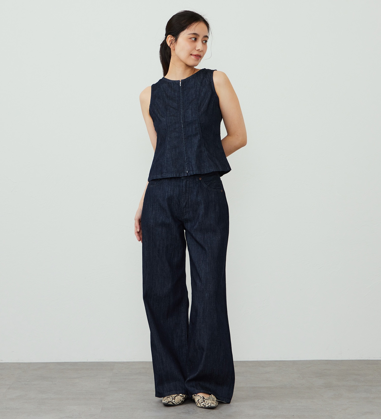 EDWIN(エドウイン)のEDWIN LADIES ライトオンス デニムタンクトップ セルビッジ セットアップ対応|トップス/タンクトップ/レディース|インディゴブルー