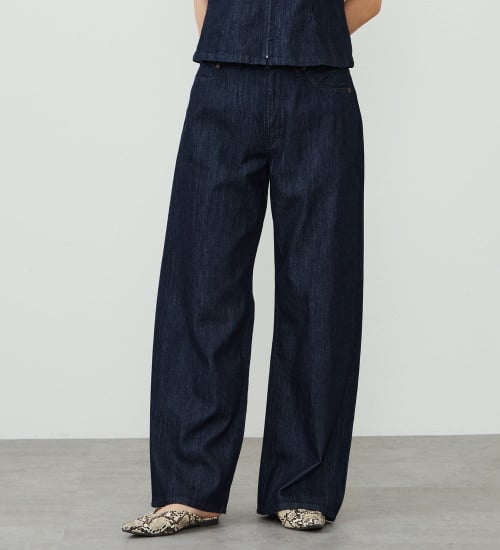 EDWIN(エドウイン)のEDWIN LADIES ライトオンス ワイドデニムパンツ セルビッジ セットアップ対応|パンツ/デニム/レディース|インディゴブルー