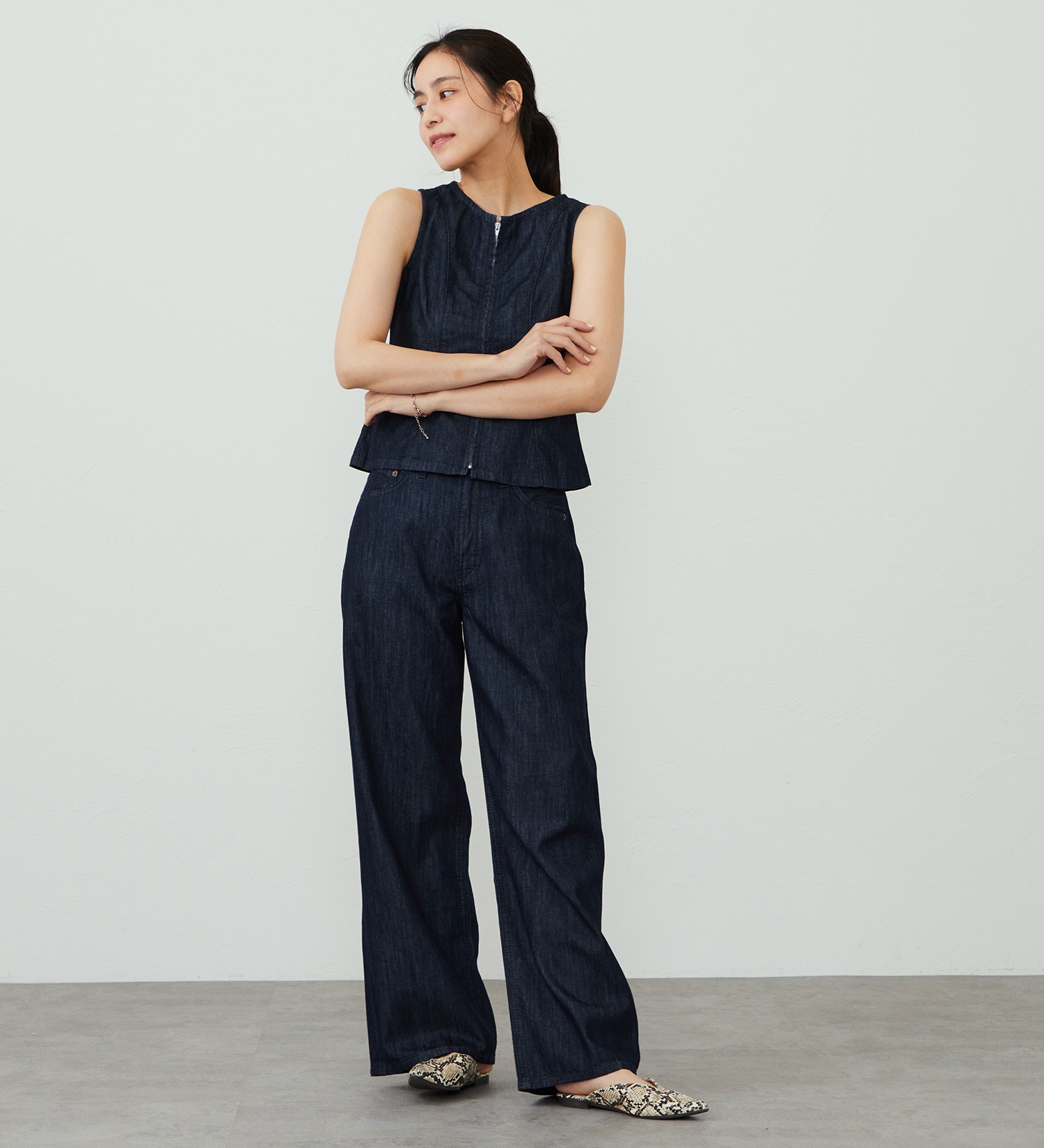 EDWIN(エドウイン)のEDWIN LADIES ライトオンス ワイドデニムパンツ セルビッジ セットアップ対応|パンツ/デニム / ジーンズパンツ/レディース|インディゴブルー